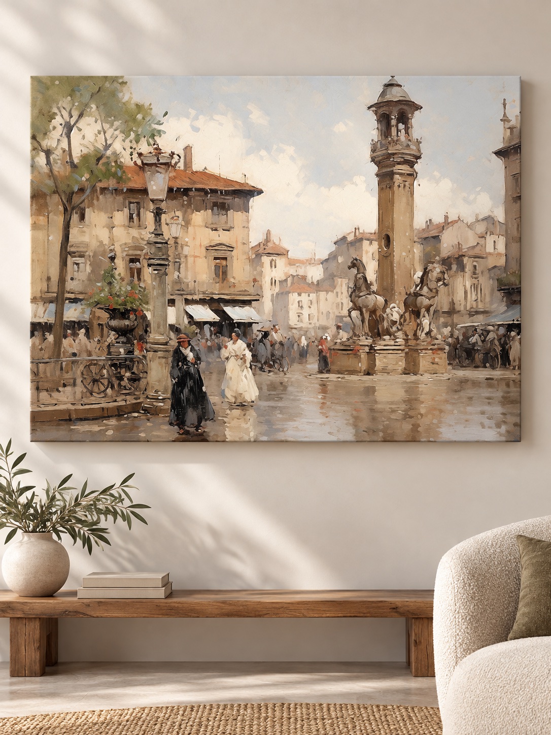 European Old Town Square Canvas Wall Art