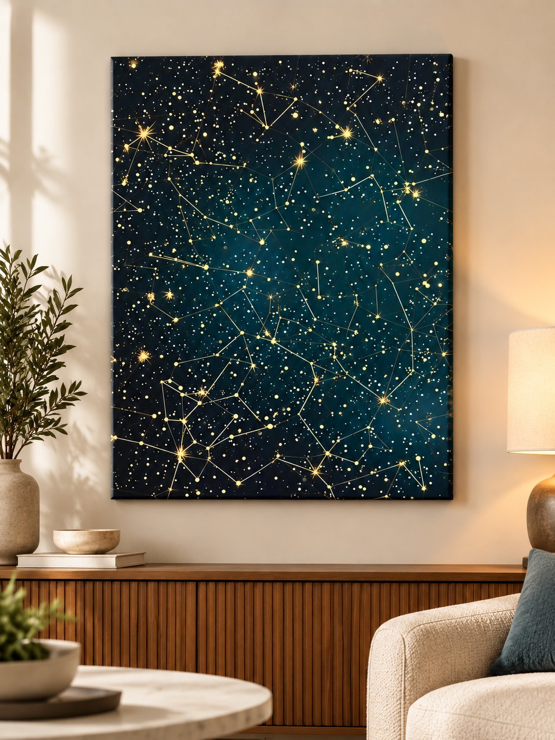 Gold Constellation Star Map Canvas Wall Art