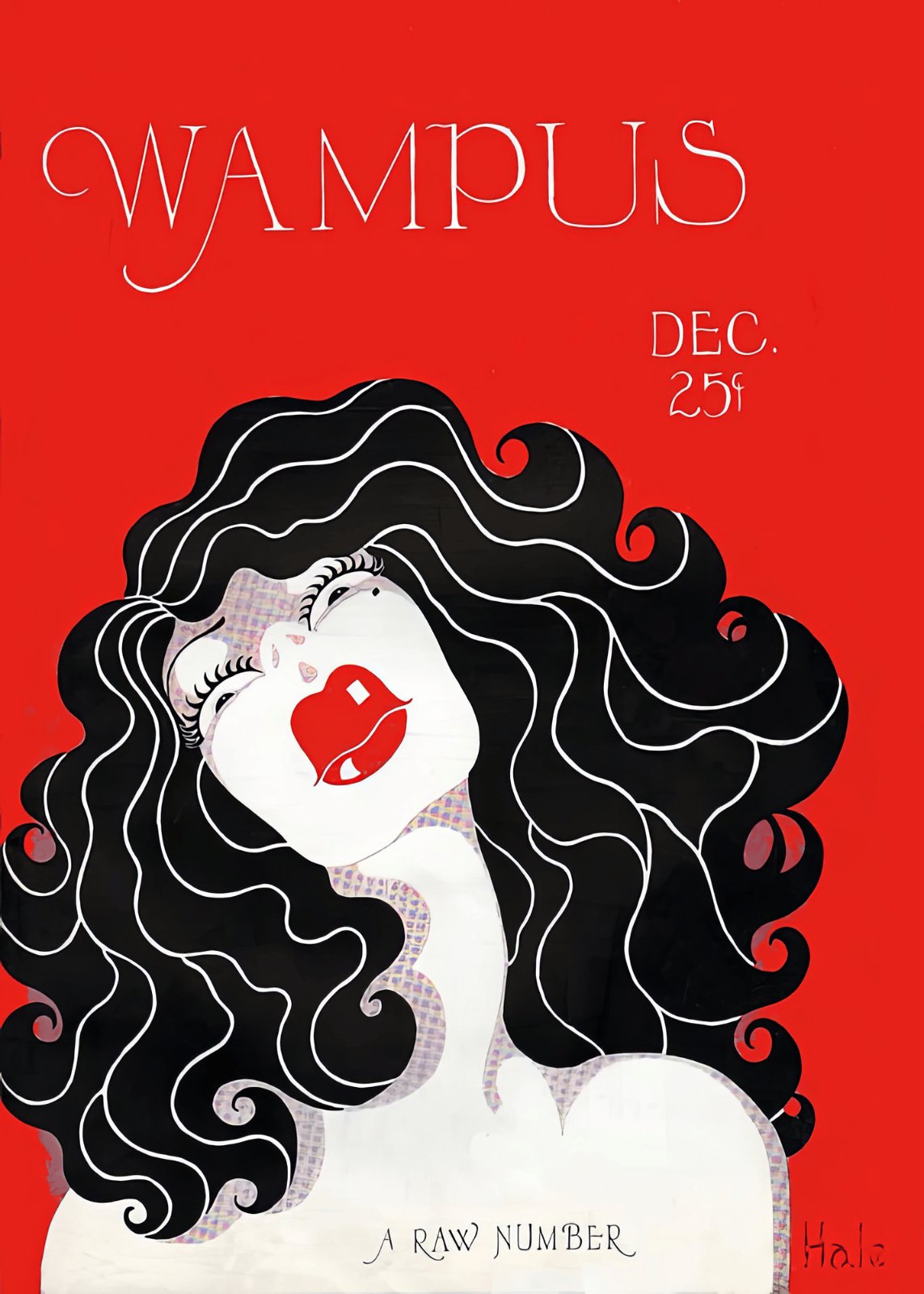 intage Wampus Art Print - Retro 1920s Art Nouveau Poster, Bold Red & Black Woman Illustration Poster, Signed by Hale — Poster