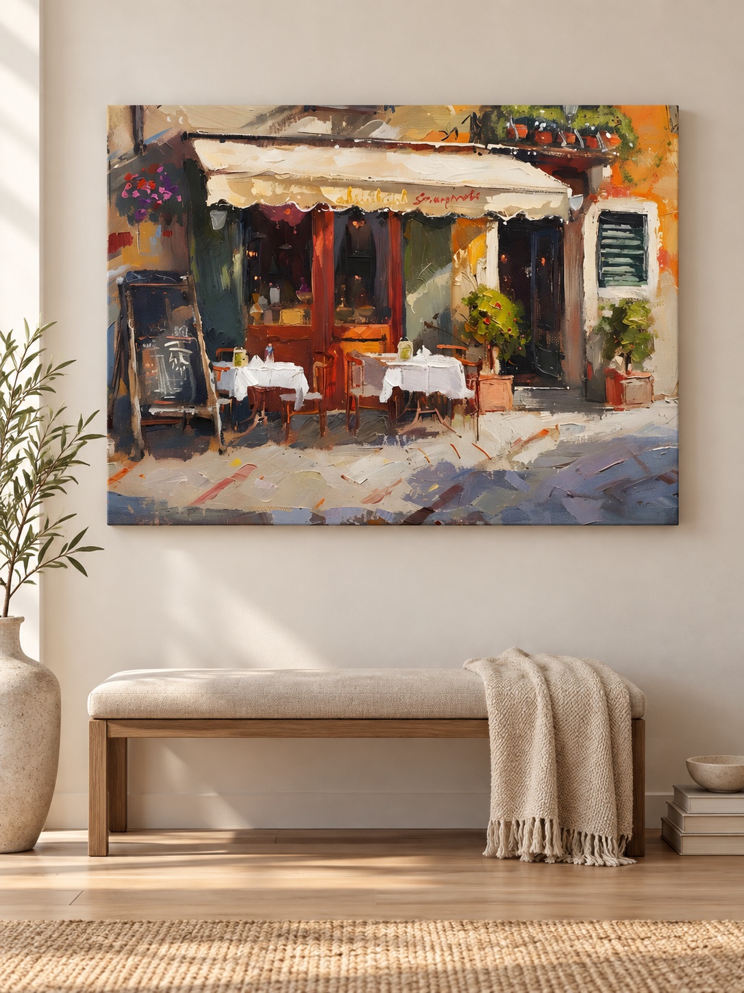 Italian Street Cafe Canvas Wall Art