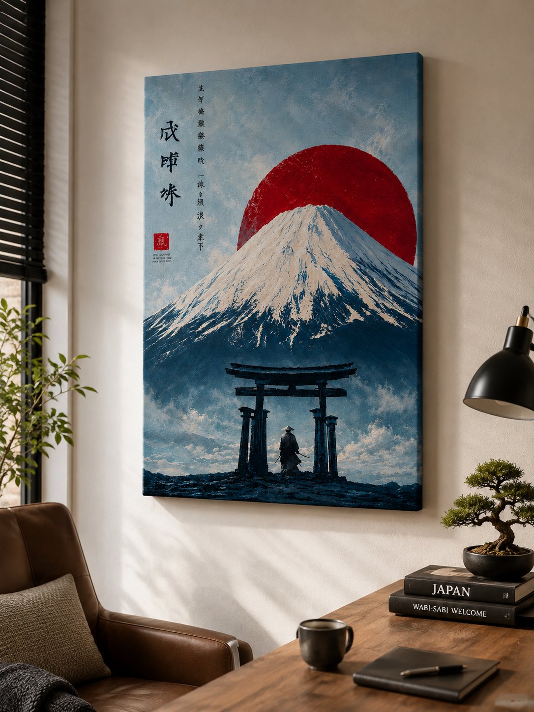 Japanese Samurai Wall Art – Mount Fuji & Torii Gate Canvas Print, Traditional Ukiyo-e Style Decor canvas print — Mount Fuji print
