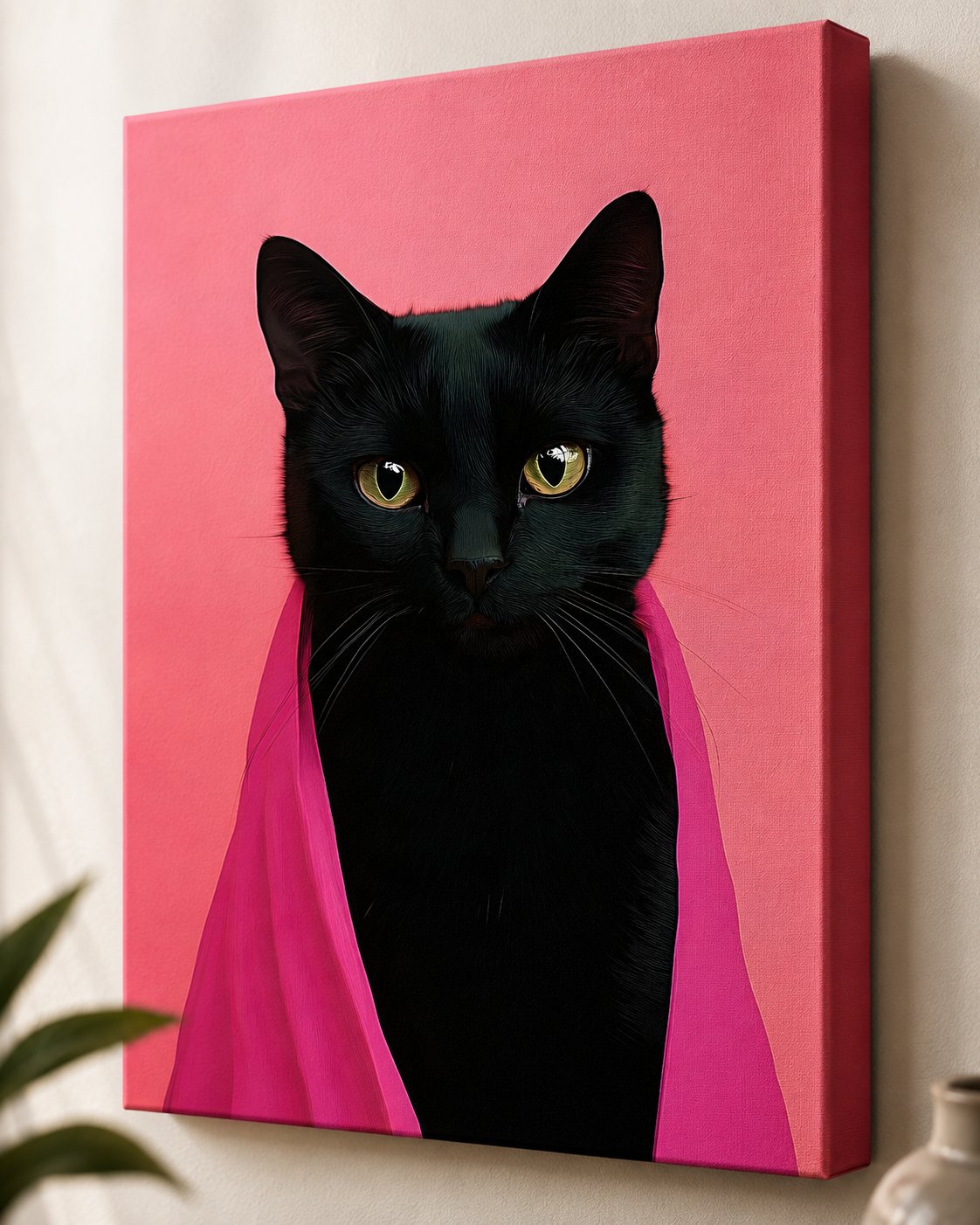 Majestic Black Cat Wall Art – Elegant Gothic Home Decor Canvas Print canvas print — black cat wall decor