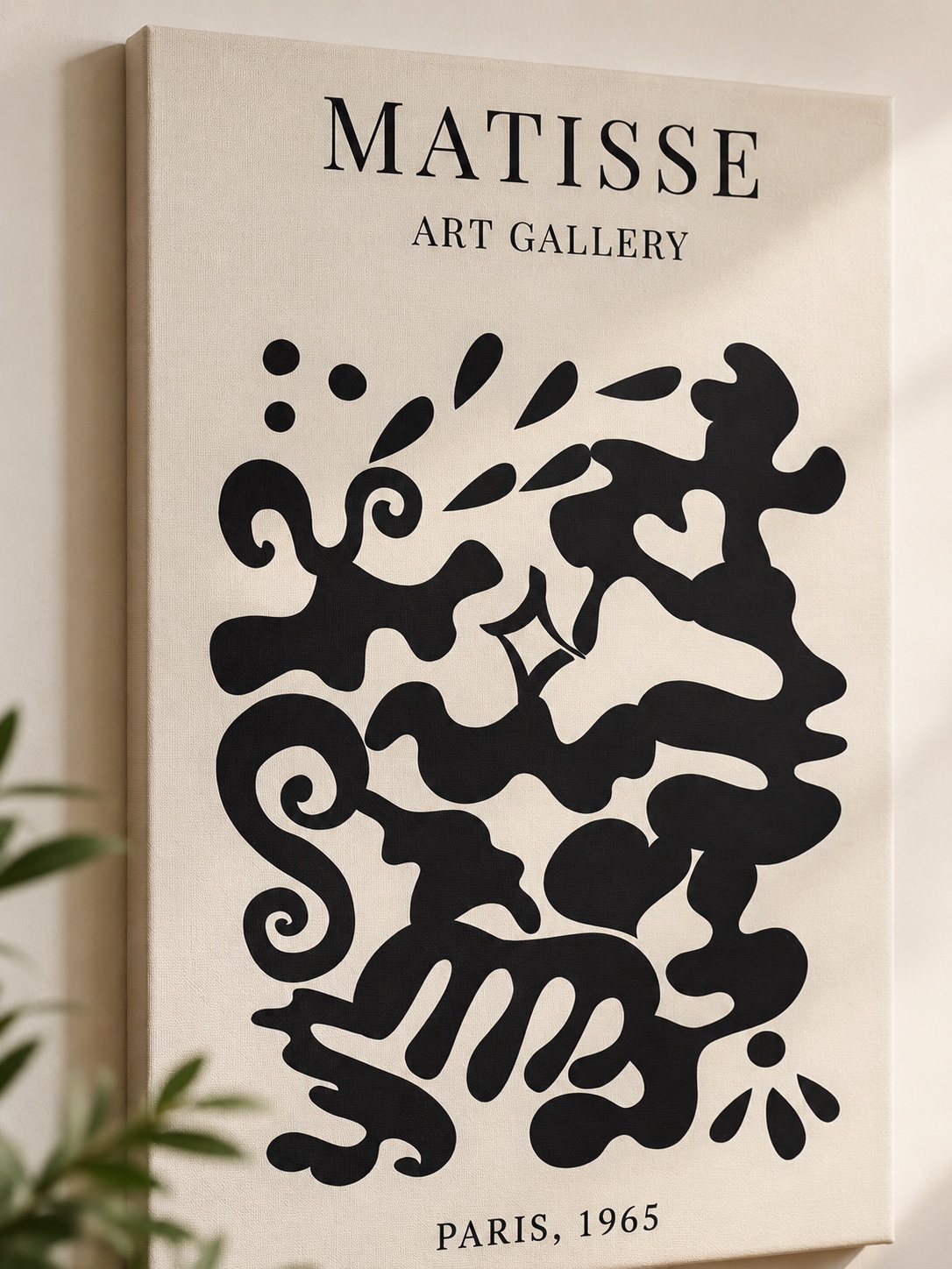 Matisse Exhibition Poster | Abstract Black and White Wall Art | Minimalist Mid Century Modern Art Print | Paris 1965 Gallery Canvas Art canvas print — Matisse poster