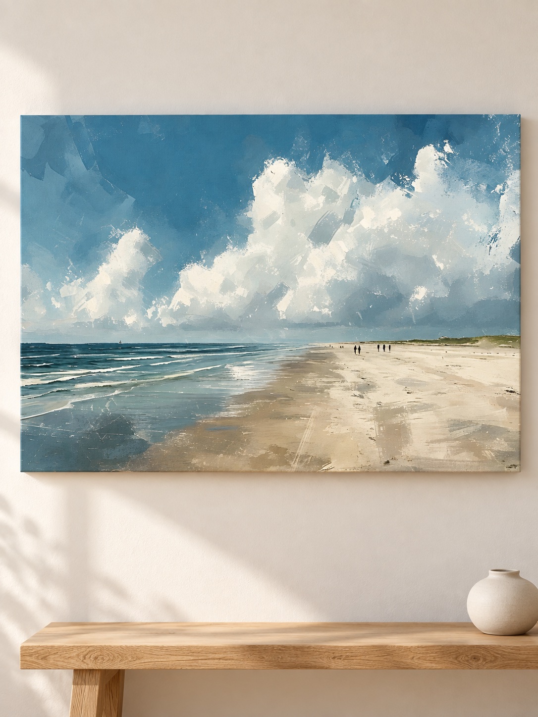Minimalist Beach Clouds Canvas Wall Art