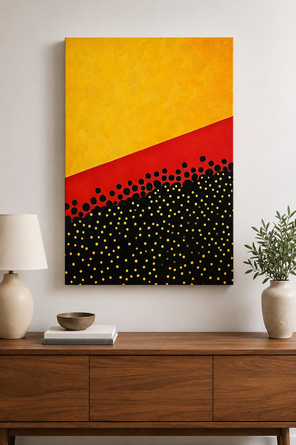 Modern Abstract Canvas Wall Art - Bold Yellow, Red, and Black Geometric Painting - Contemporary Textured Print canvas print — contemporary home decor