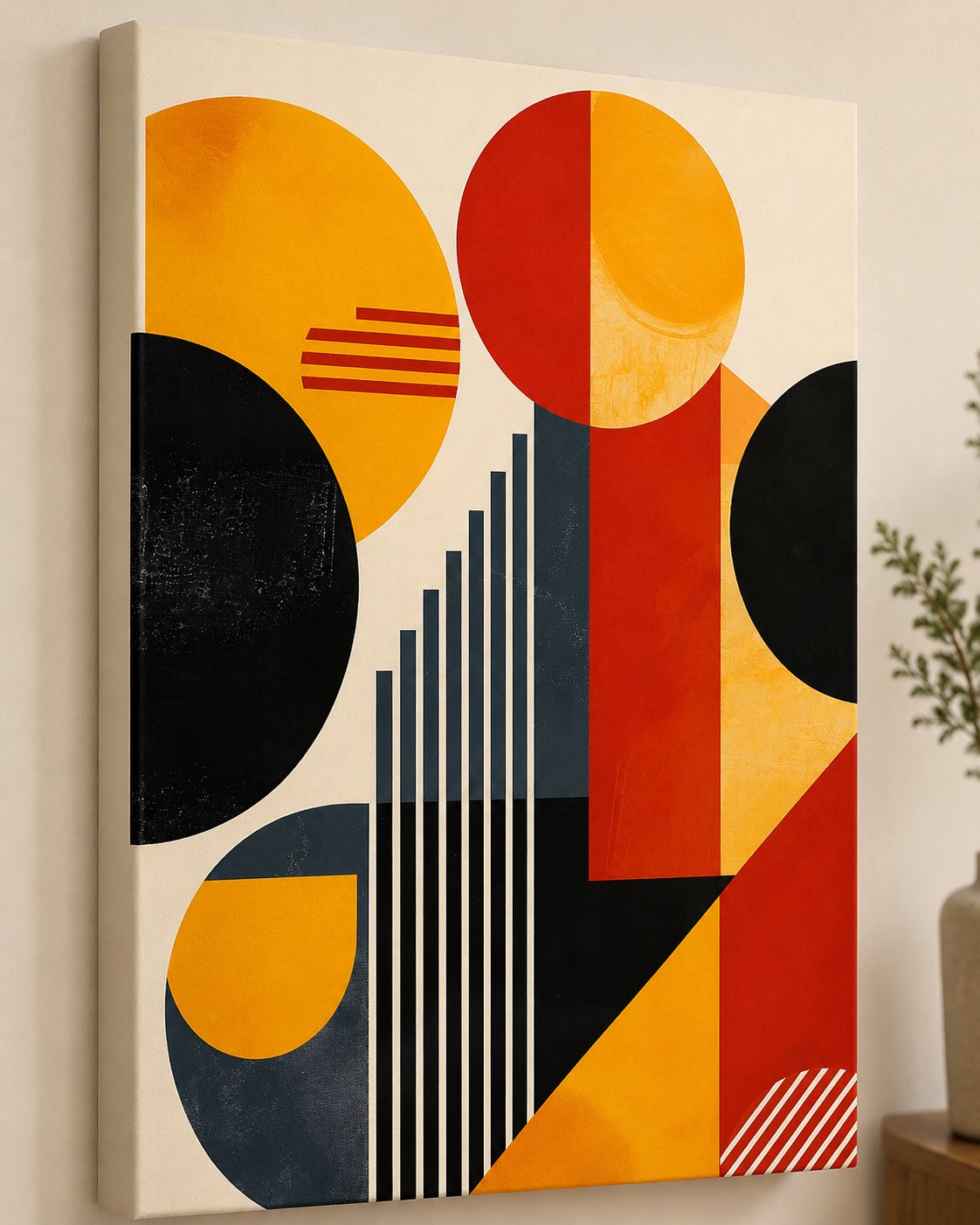 Modern Geometric Wall Art - Mid Century Abstract Canvas Print - Large Colorful Shapes Poster - Minimalist Retro Living Room Decor canvas print — mid century modern canvas