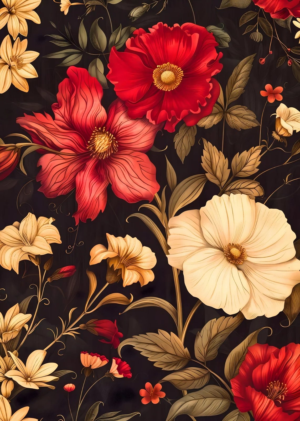 Moody Red Floral poster — Poster