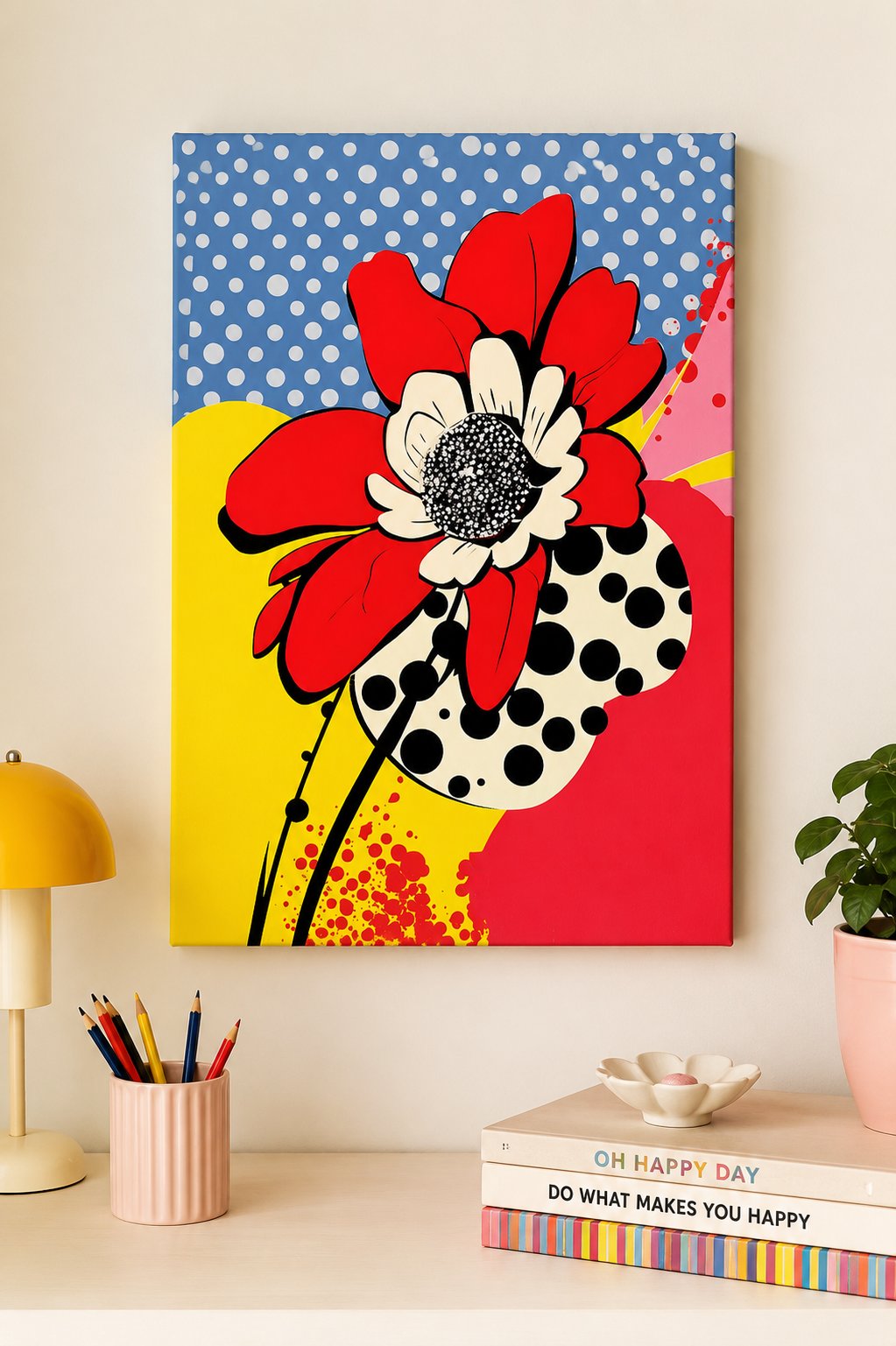 Pop Art Flower Wall Art Print | Vibrant Retro Floral Canvas Decor canvas print — bold floral wall decor