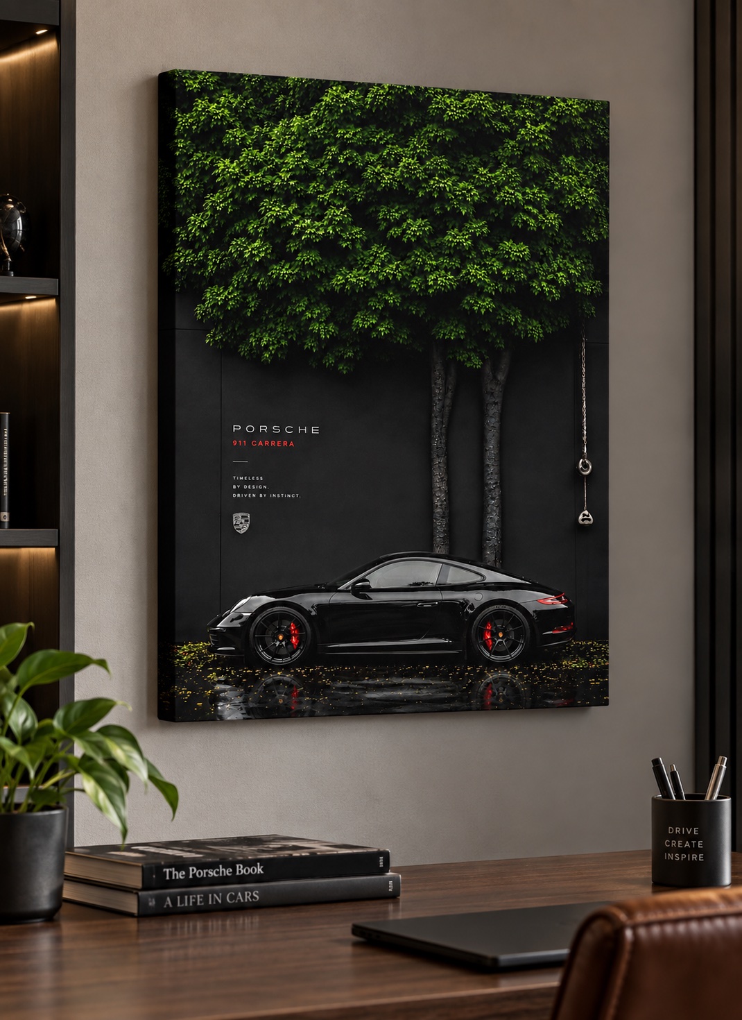 Porsche 911 Carrera Wall Art | Luxury Black Sports Car Canvas Print | Modern Automotive Poster for Home Decor & Office canvas print — Porsche 911 Carrera