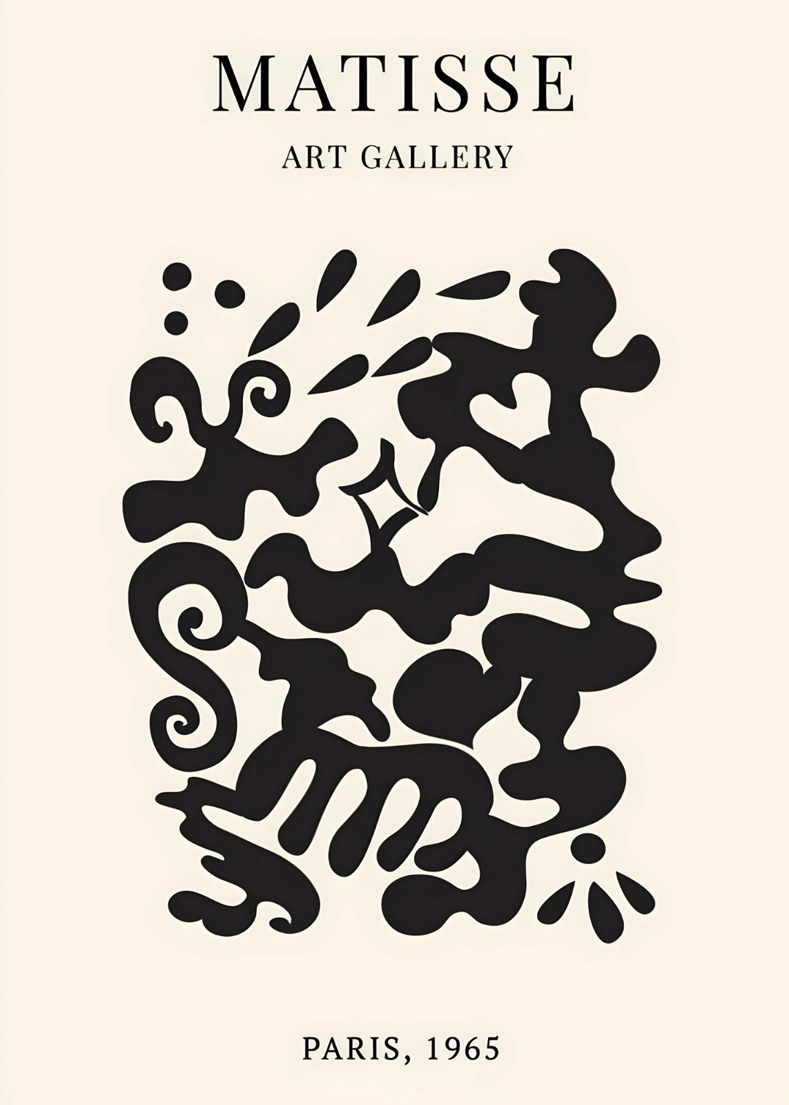 Matisse Exhibition Poster | Abstract Black and White Poster | Minimalist Mid Century Modern Art Print | Paris 1965 Gallery Poster Art — Poster