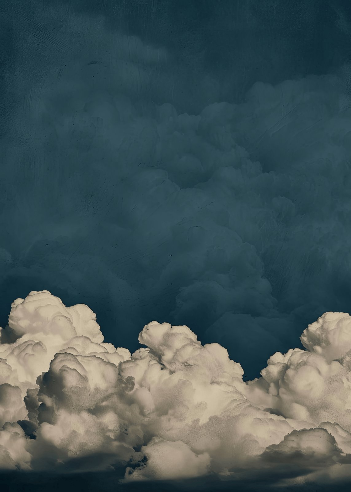 Atmospheric Cumulus Cloud Painting - Modern Stormy Sky Wall Decor — Poster
