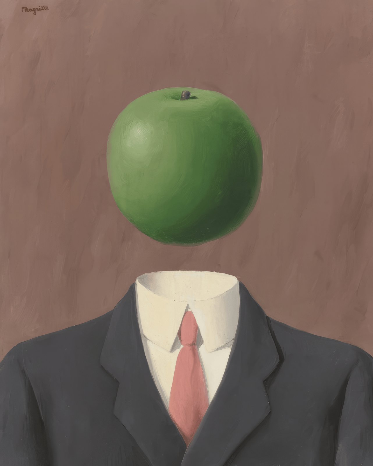 René Magritte The Son of Man Poster – Surrealist Floating Green Apple Poster & Framed Poster Art — Poster