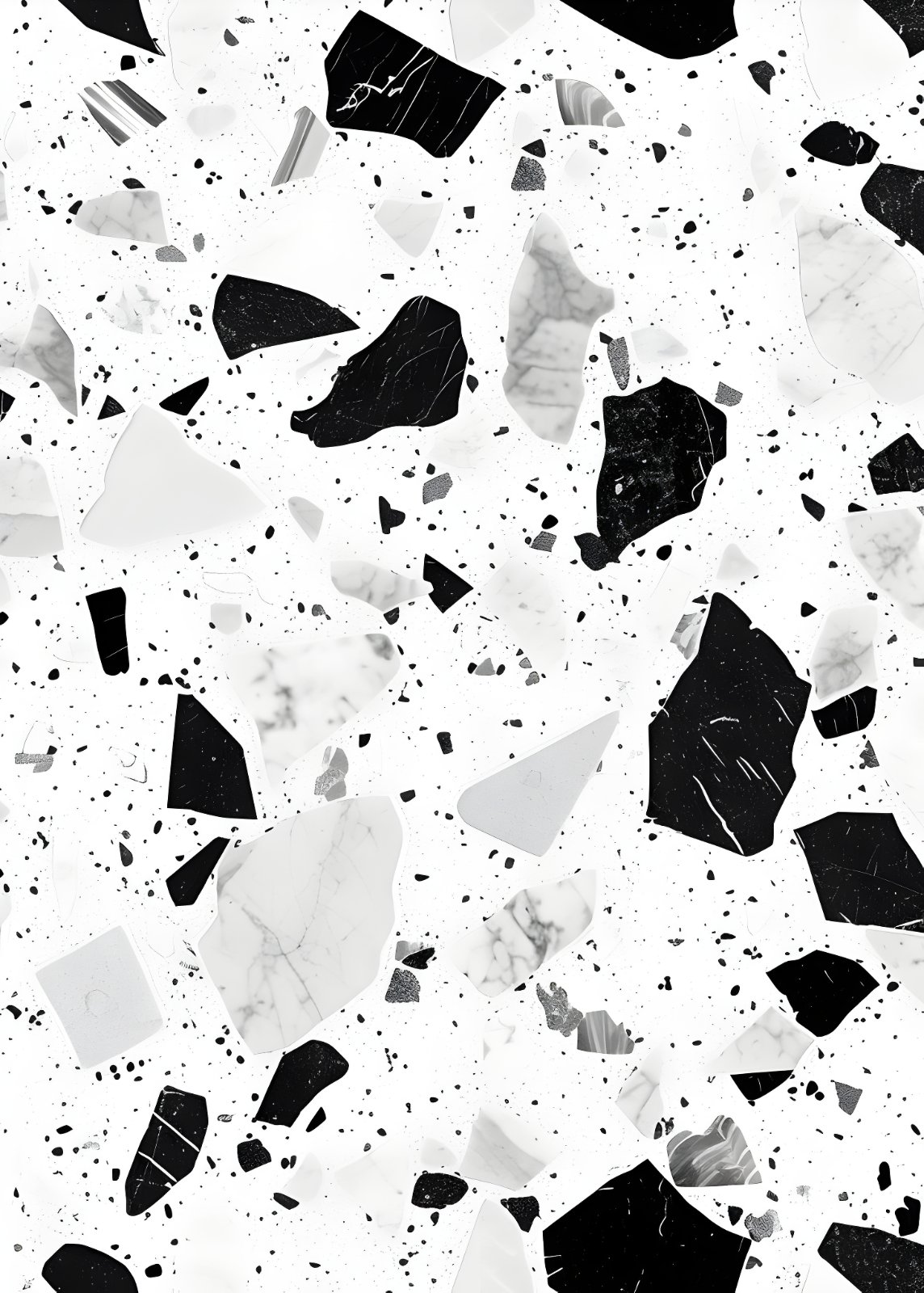 Modern Black and White Terrazzo Poster | Minimalist Abstract Stone Poster for Living Room — Poster