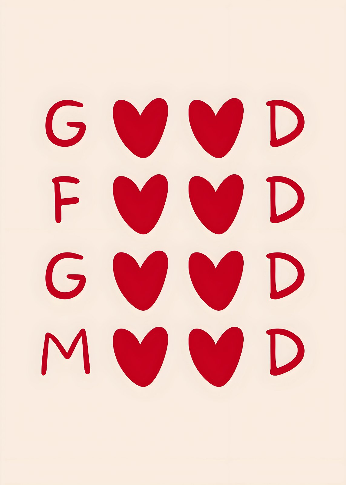 Modern Typography Kitchen Poster Art - "Good Food Good Mood" Heart Poster — Poster