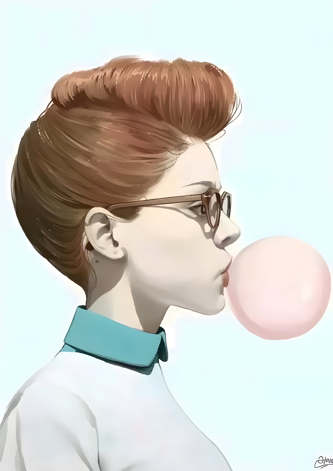 Retro Chic Woman with Bubblegum Poster | Modern Pop Art Poster — Poster
