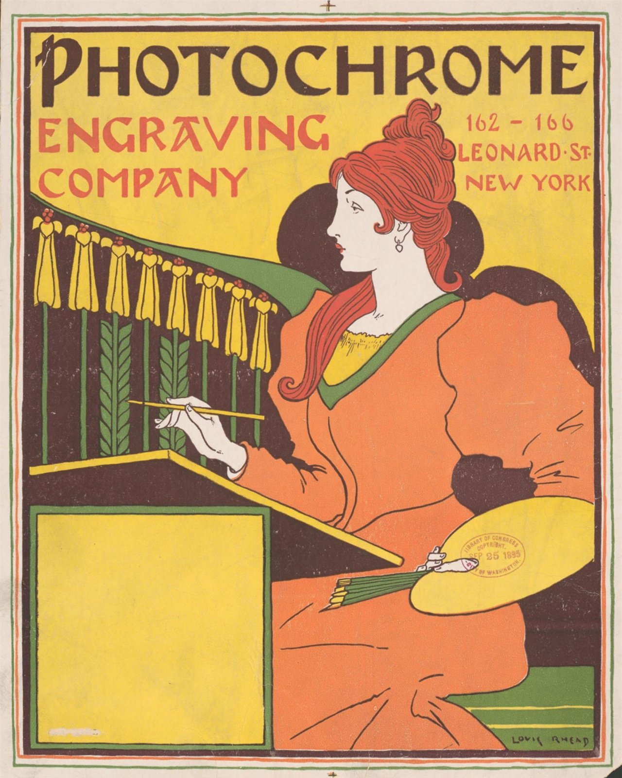 Vintage Photochrome Engraving Company Poster, Art Nouveau Poster, Retro New York Advertisement Decor, Louis Rhead Art Poster — Poster