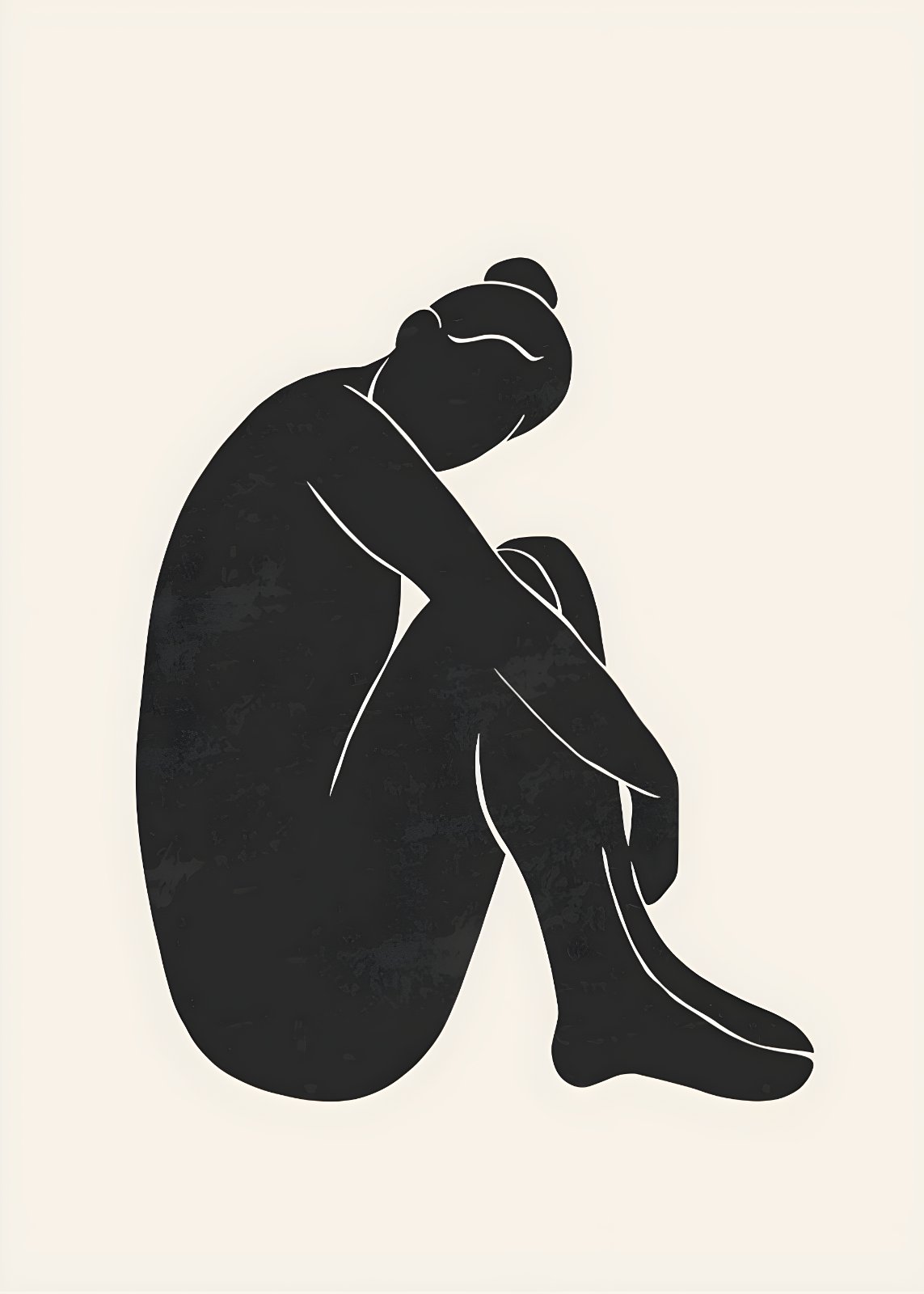 Minimalist Female Figure Poster | Abstract Silhouette Black and Beige Poster | Modern Boho Line Art Poster for Living Room Decor — Poster