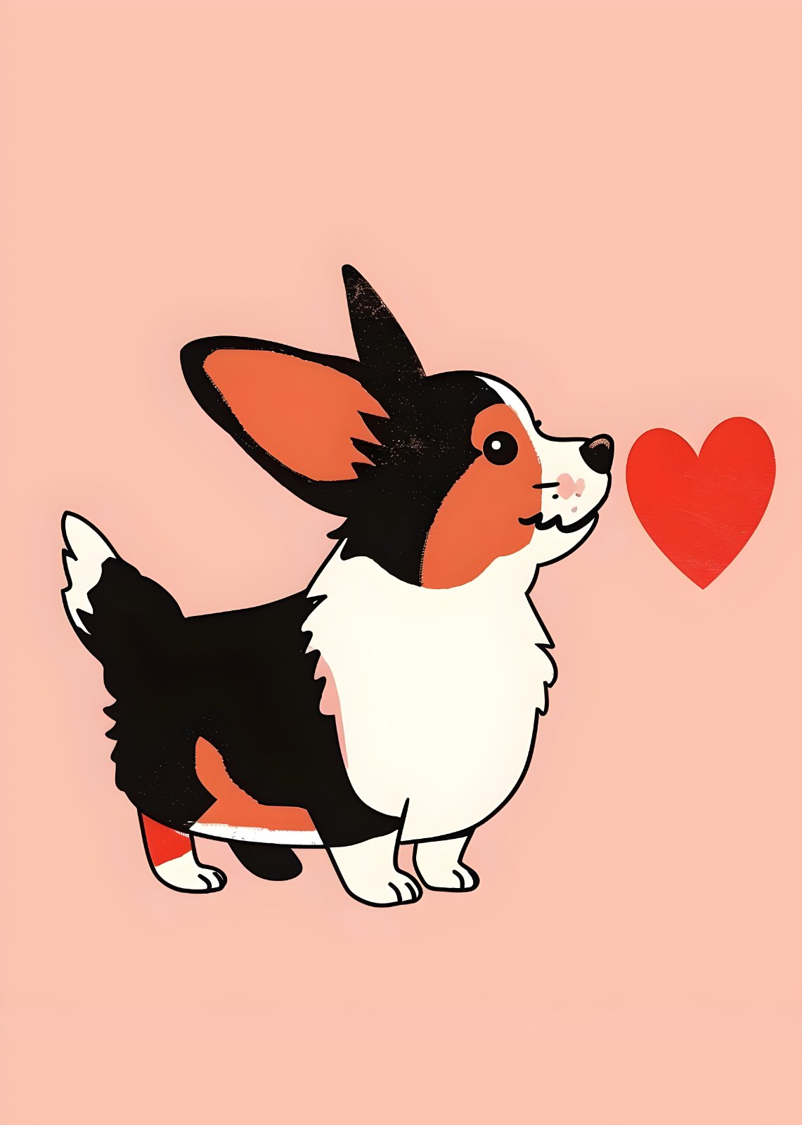 Cute Tricolor Corgi Dog Poster - Cartoon Puppy Illustration Poster - Charming Nursery & Kids Room Decor — Poster