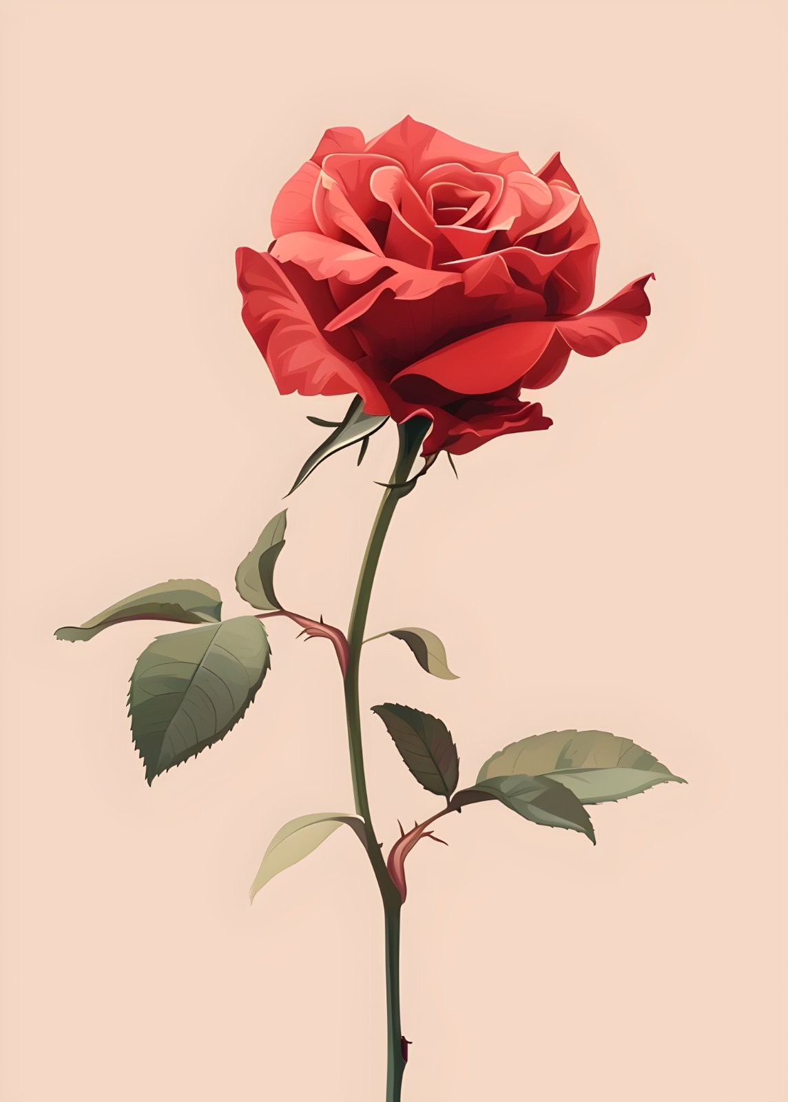 Elegant Red Rose Poster | Minimalist Floral Poster for Living Room — Poster
