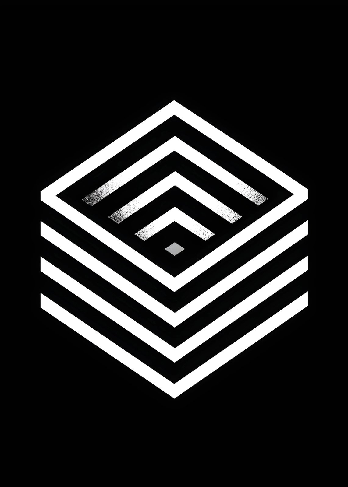 Minimalist Geometric Cube Poster | Modern Abstract Isometric Line Poster | Nordic Black and White Optical Illusion Poster Art — Poster