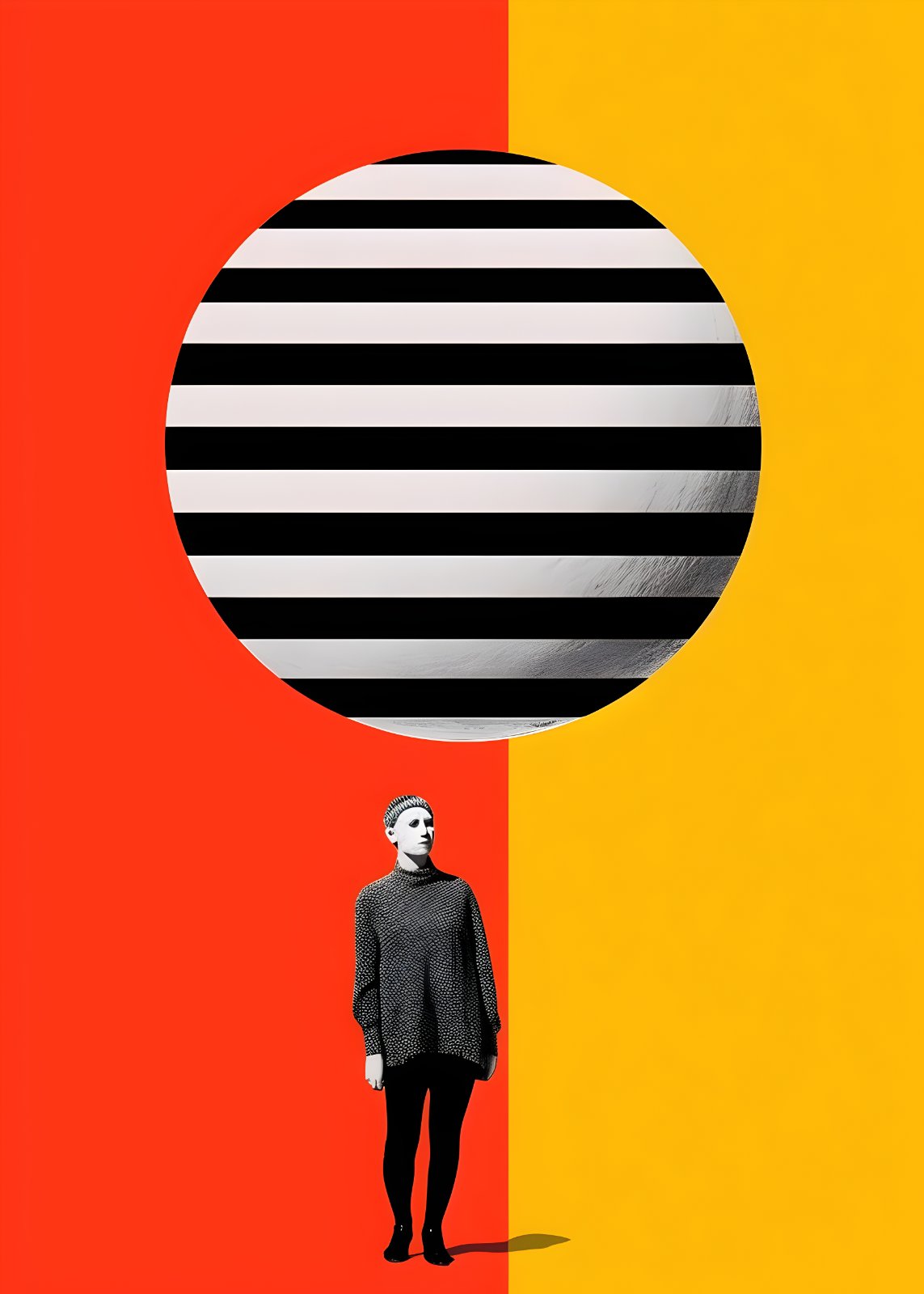 Minimalist Pop Art Poster - Abstract Split Color Poster - Red and Yellow Modern Poster — Poster