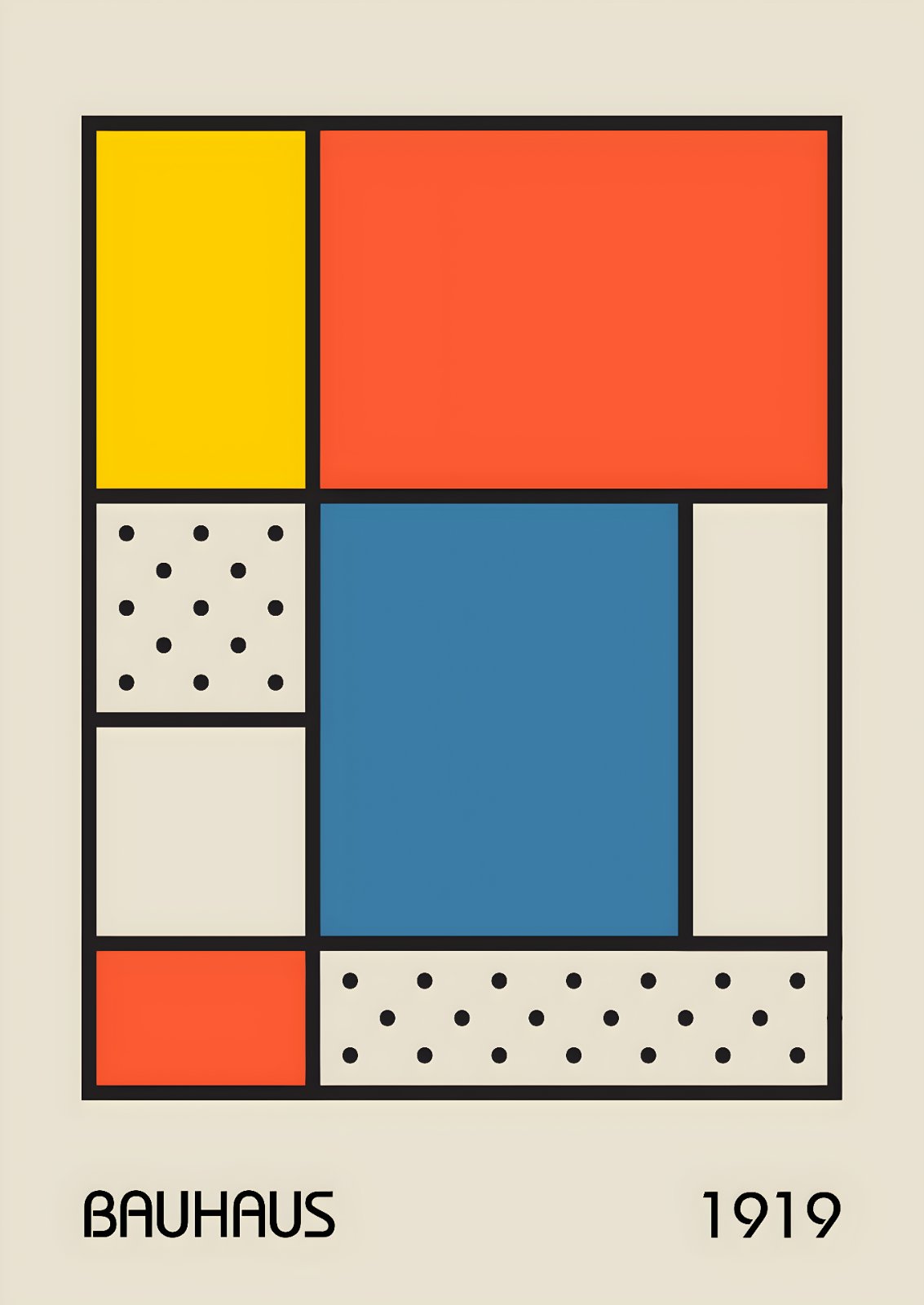 auhaus 1919 Geometric Poster – Mid-Century Modern Abstract Poster — Poster