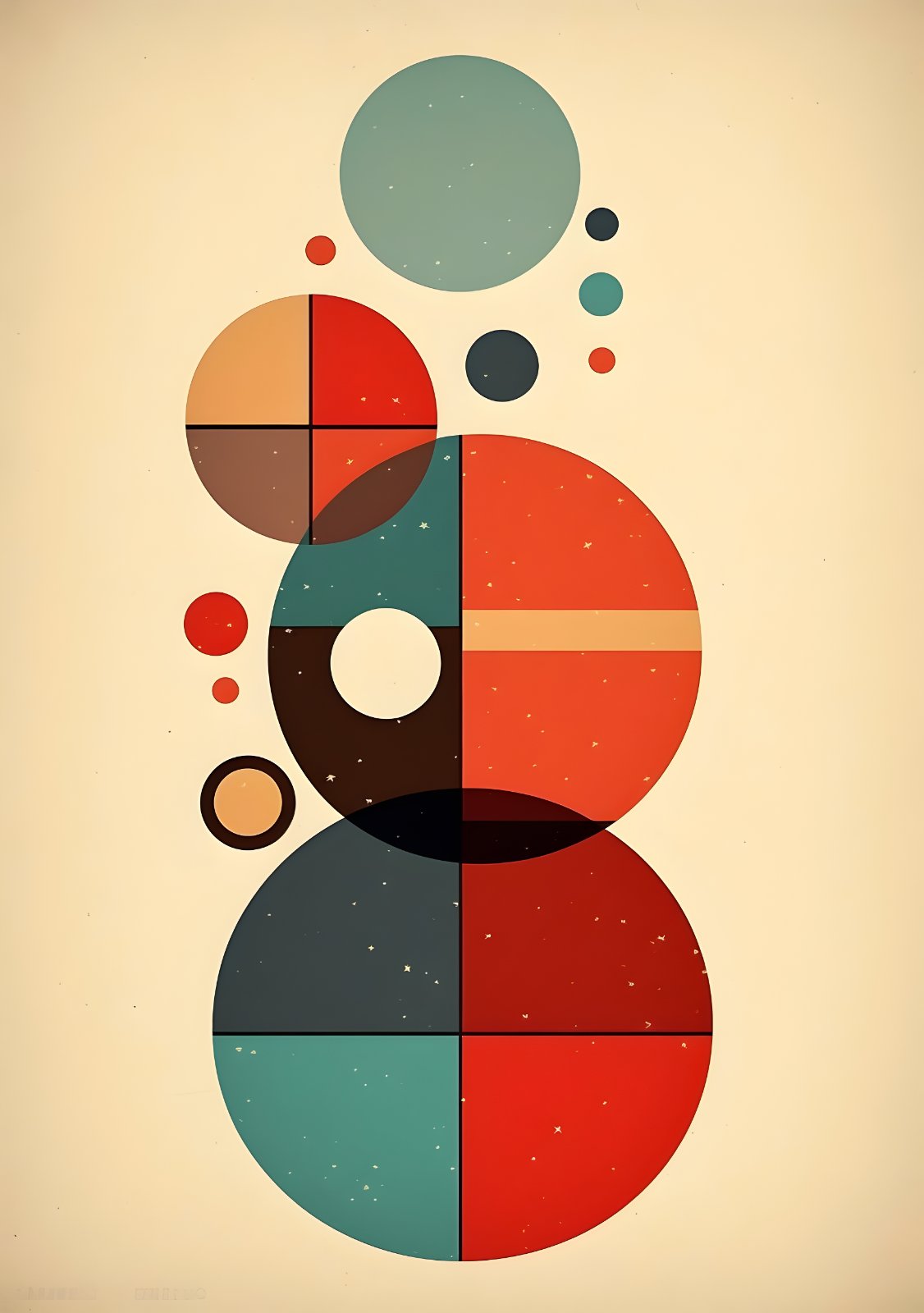 Mid-Century Modern Geometric Poster | Retro Abstract Circle Poster | Minimalist Boho Poster for Living Room Deco — Poster