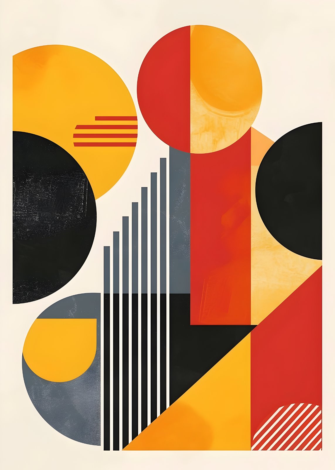 Modern Geometric Poster - Mid Century Abstract Poster - Large Colorful Shapes Poster - Minimalist Retro Living Room Decor — Poster