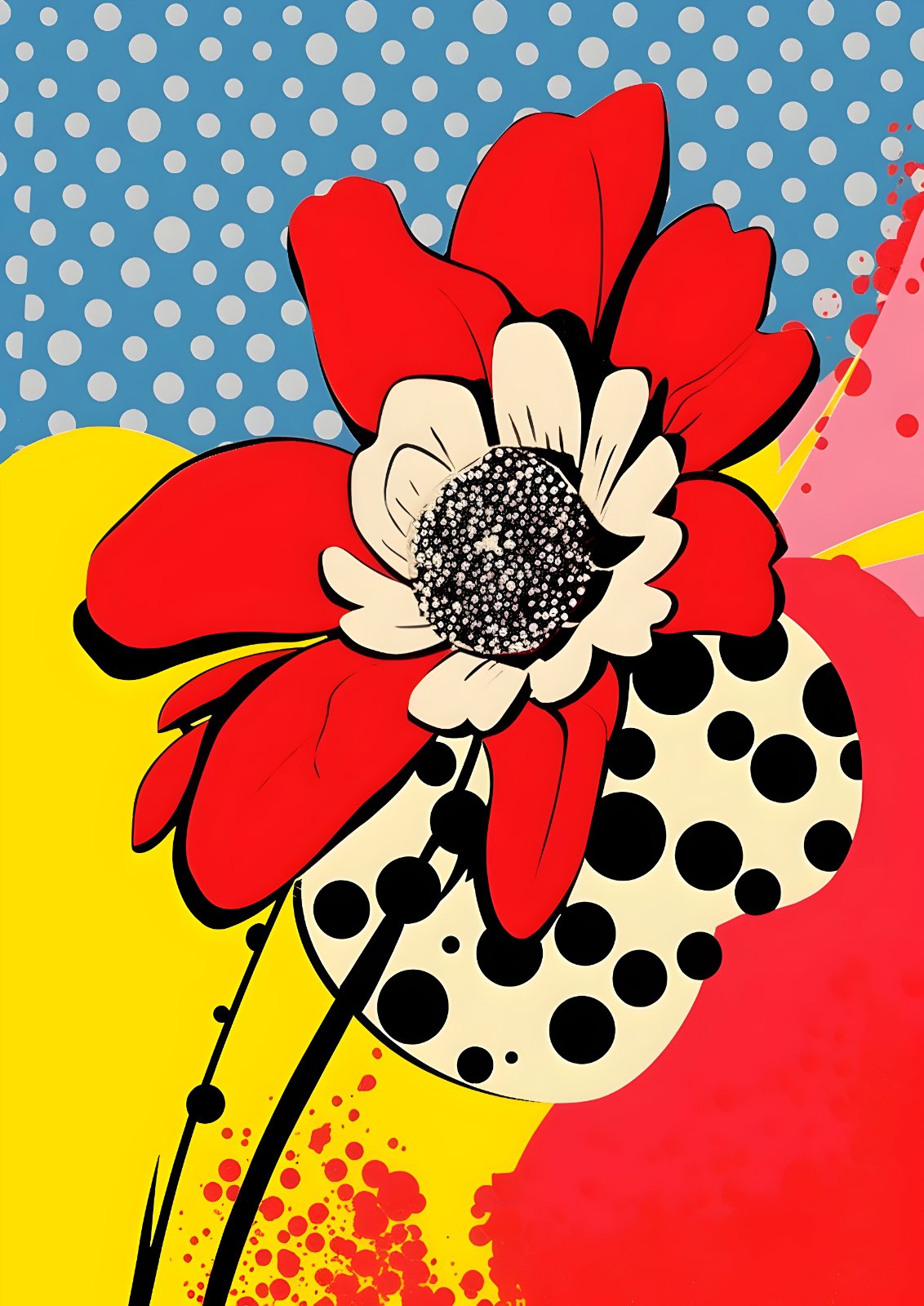 Pop Art Flower Poster | Vibrant Retro Floral Poster Decor — Poster