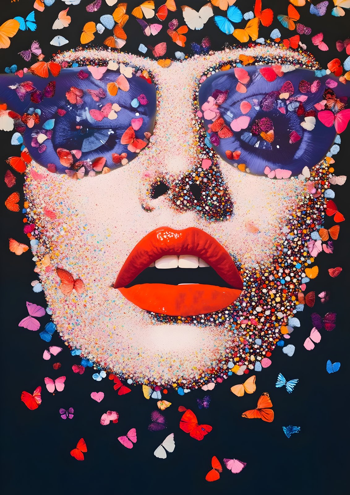 Vibrant Butterfly Sunglasses Pop Art Poster - Modern Fashion Wall Decor — Poster