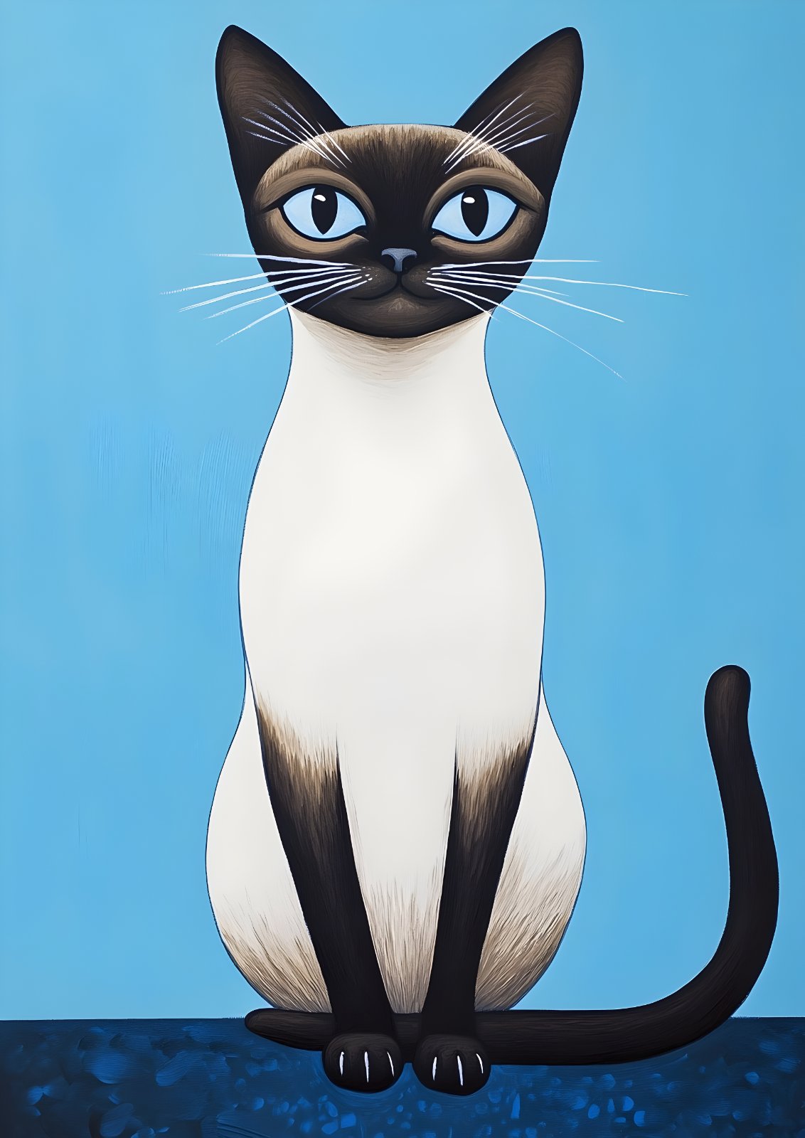 Modern Siamese Cat Poster - Minimalist Blue Eyed Feline Painting Print - Contemporary Pet Lover Home Decor — Poster