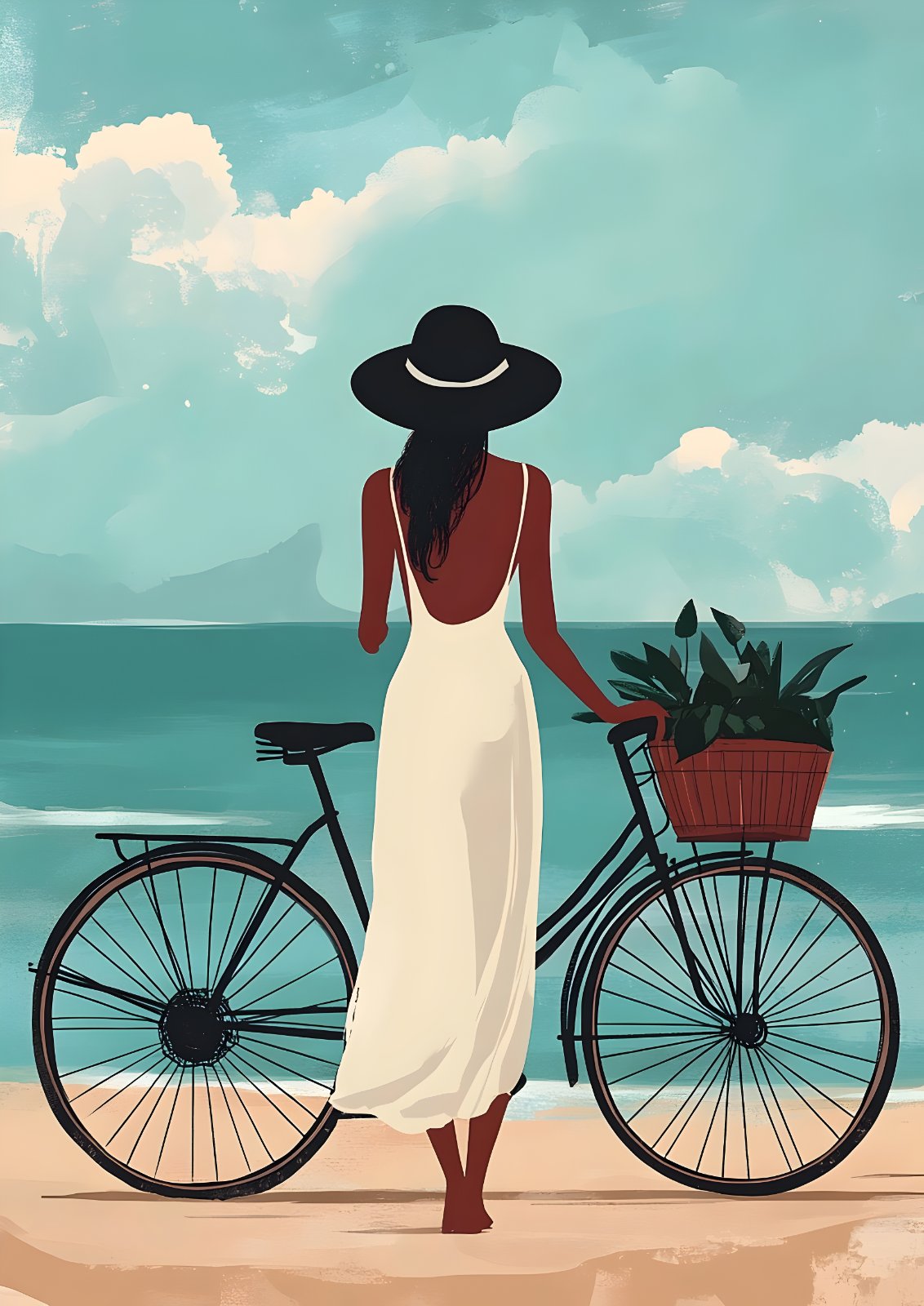 Serene Ocean View Art Print | Modern Tropical Summer Travel Poster — Poster