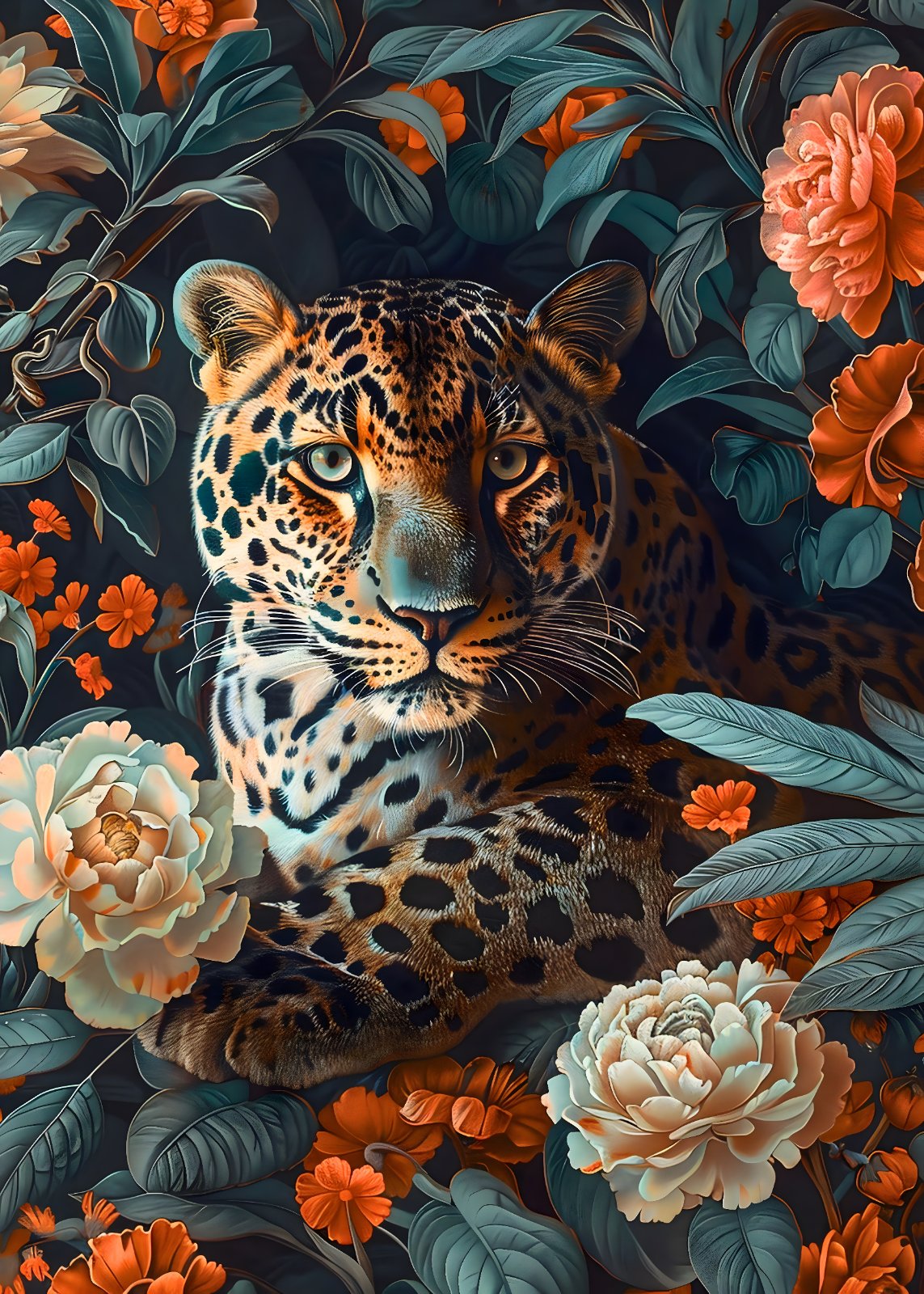 Majestic Jaguar Luxury Poster | Exotic Botanical Jungle Floral Art Print — Poster