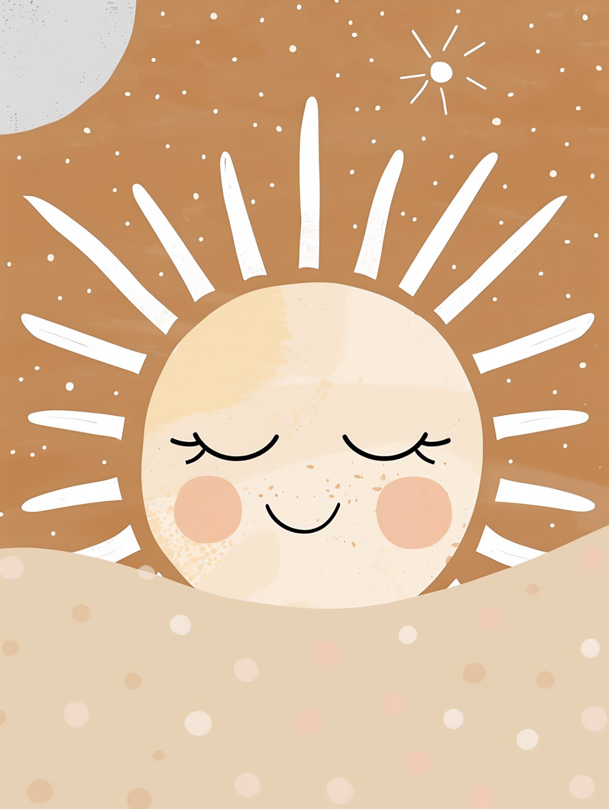  Boho Sun Poster | Cute Smiling Sun Poster for Nursery & Kids Room Decor | Modern Minimalist Teracotta Poster — Poster