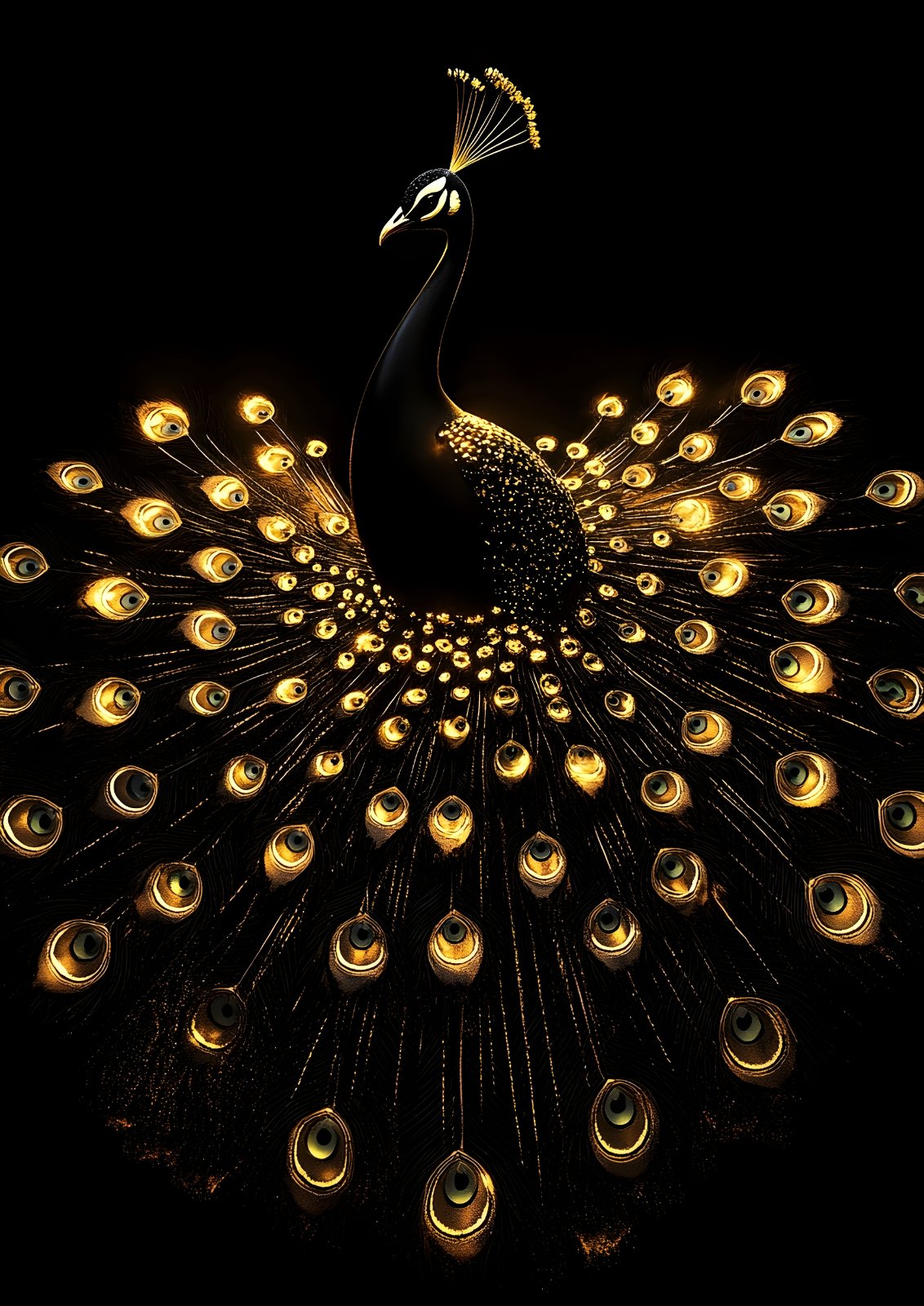 Modern Luxury Gold and Black Peacock Poster - Elegant Golden Animal Print Poster for Living Room Decor — Poster