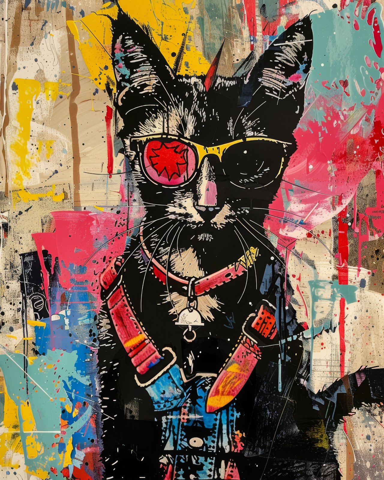 Punk Rock Black Cat Poster - Street Art Style Graffiti Poster — Poster