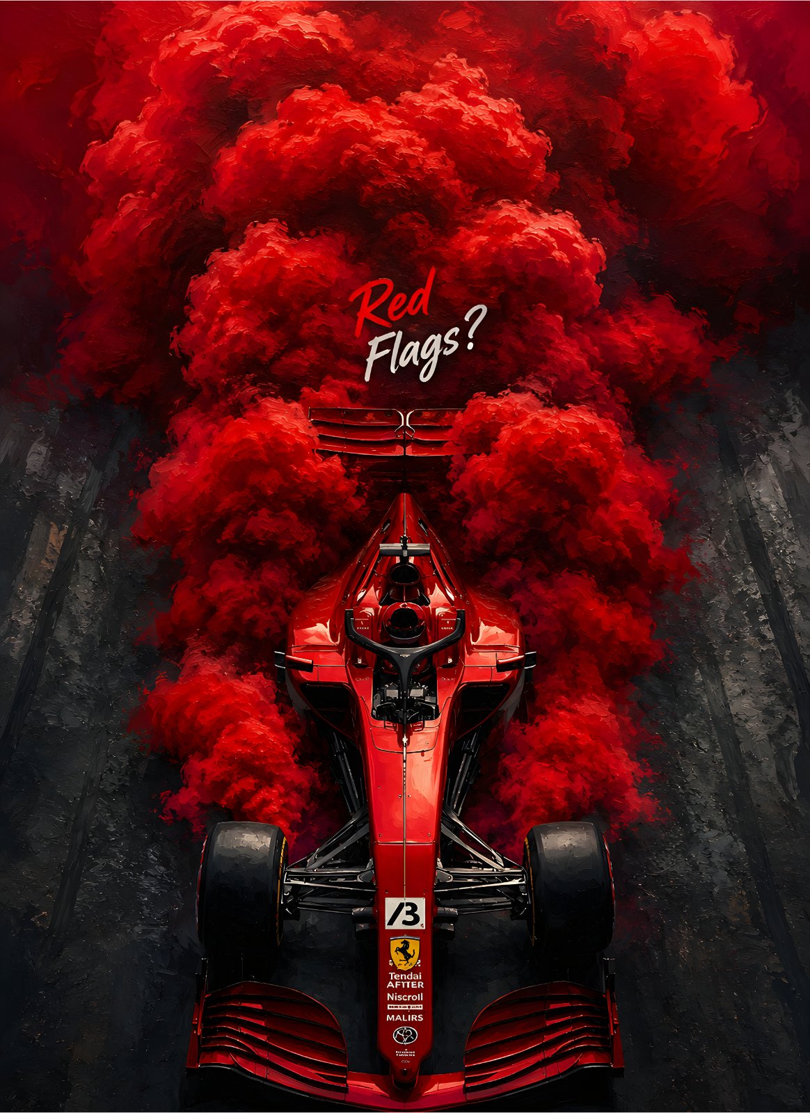 Formula 1 Racing Poster - Red Flags Ferrari F1 Car Poster Poster — Poster