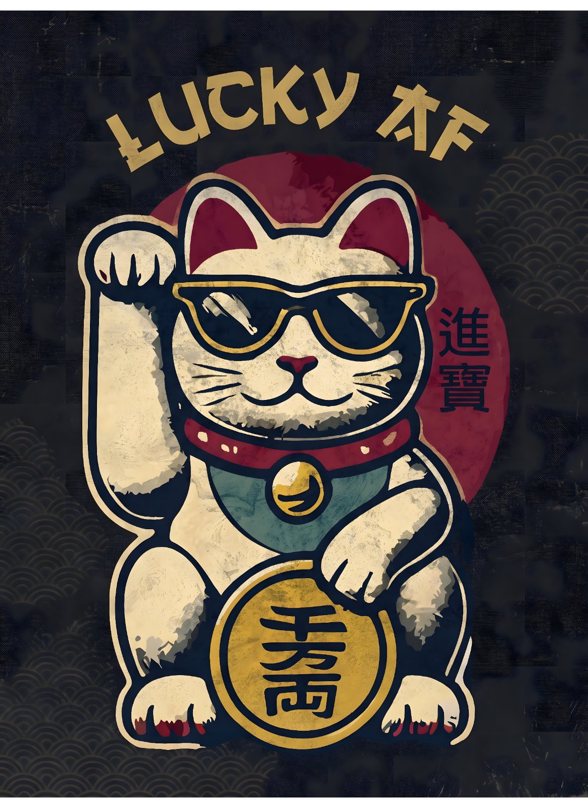 Lucky AF Maneki Neko Lucky Cat Poster | Modern Japanese Feng Shui Poster — Poster