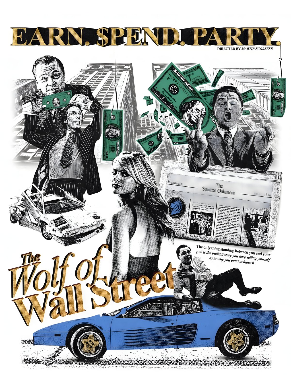 The Wolf of Wall Street Movie Poster Poster - Martin Scorsese Film Poster, Motivation Office Decor, Leonardo DiCaprio Art — Poster