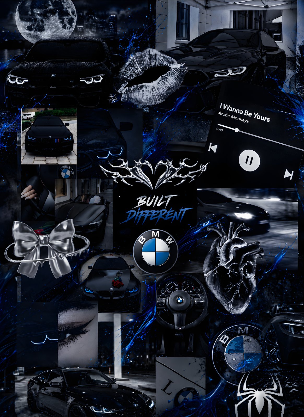 BMW "Built Different" Dark Aesthetic Collage Poster | Car Enthusiast Poster — Poster