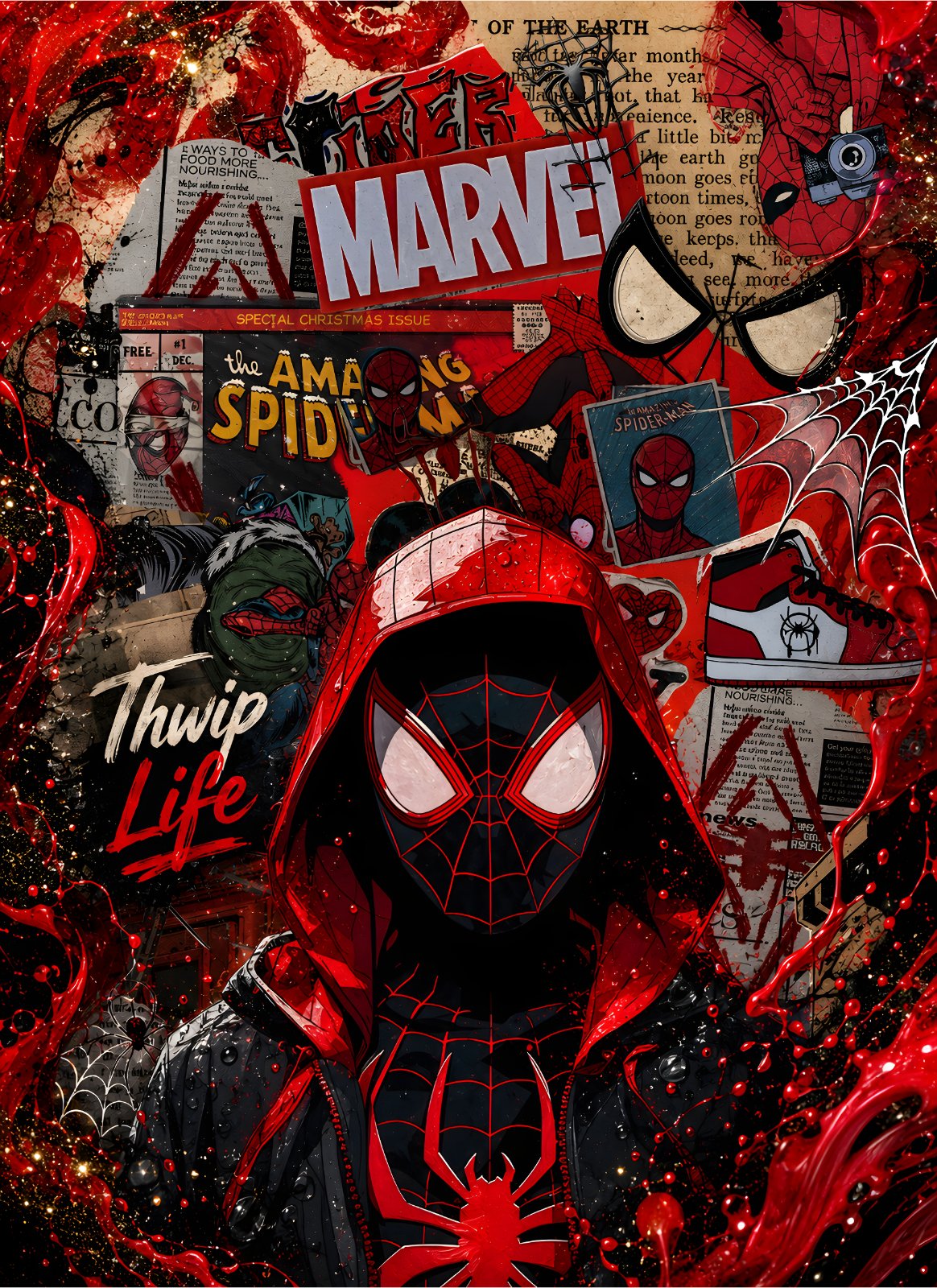 Miles Morales Spider-Man Poster – Marvel Comic Style Hooded Spider-Man Poster Poster — Poster