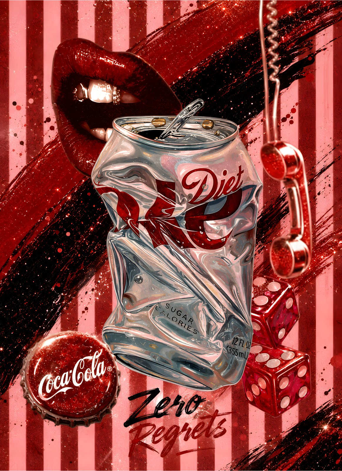 Retro Diet Soda Pop Art Poster - Edgy Red Aesthetic Wall Decor for Living Room, Apartment, & Trendy Aesthetic Glam Art — Poster