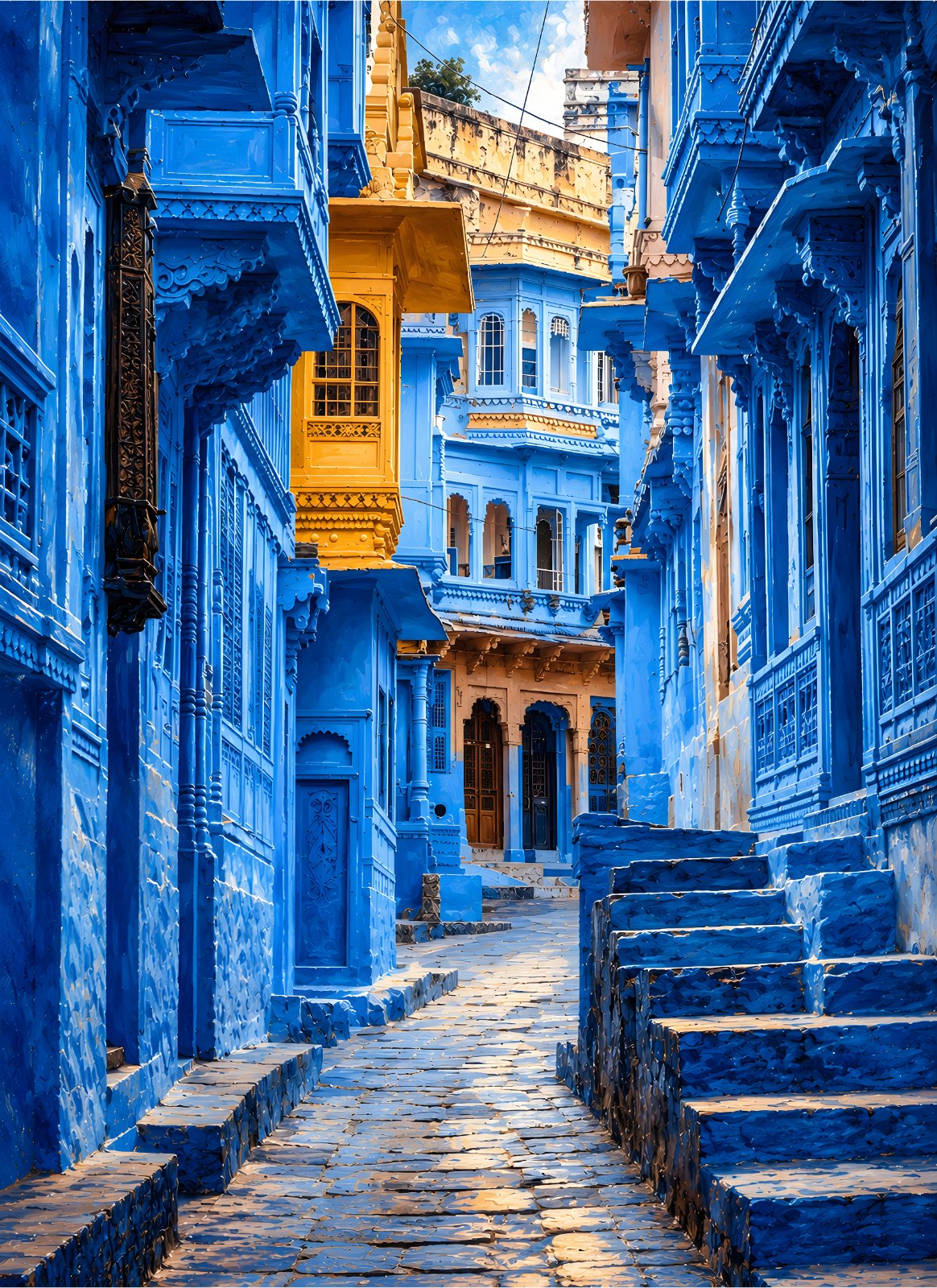 Jodhpur Blue City Poster | Indian Architecture Street Photography Print | Vibrant Blue Alley Poster Art — Poster