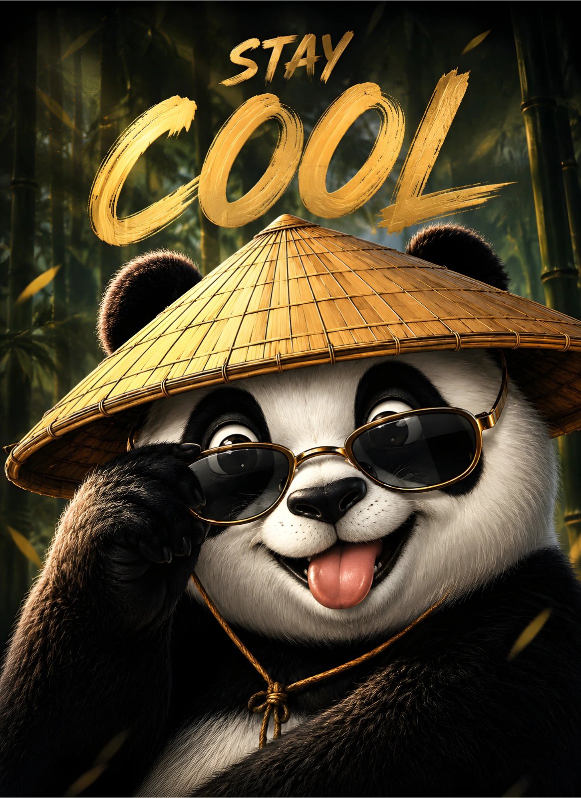 Stay Cool Panda Poster – Funny Bamboo Panda Poster with Sunglasses — Poster