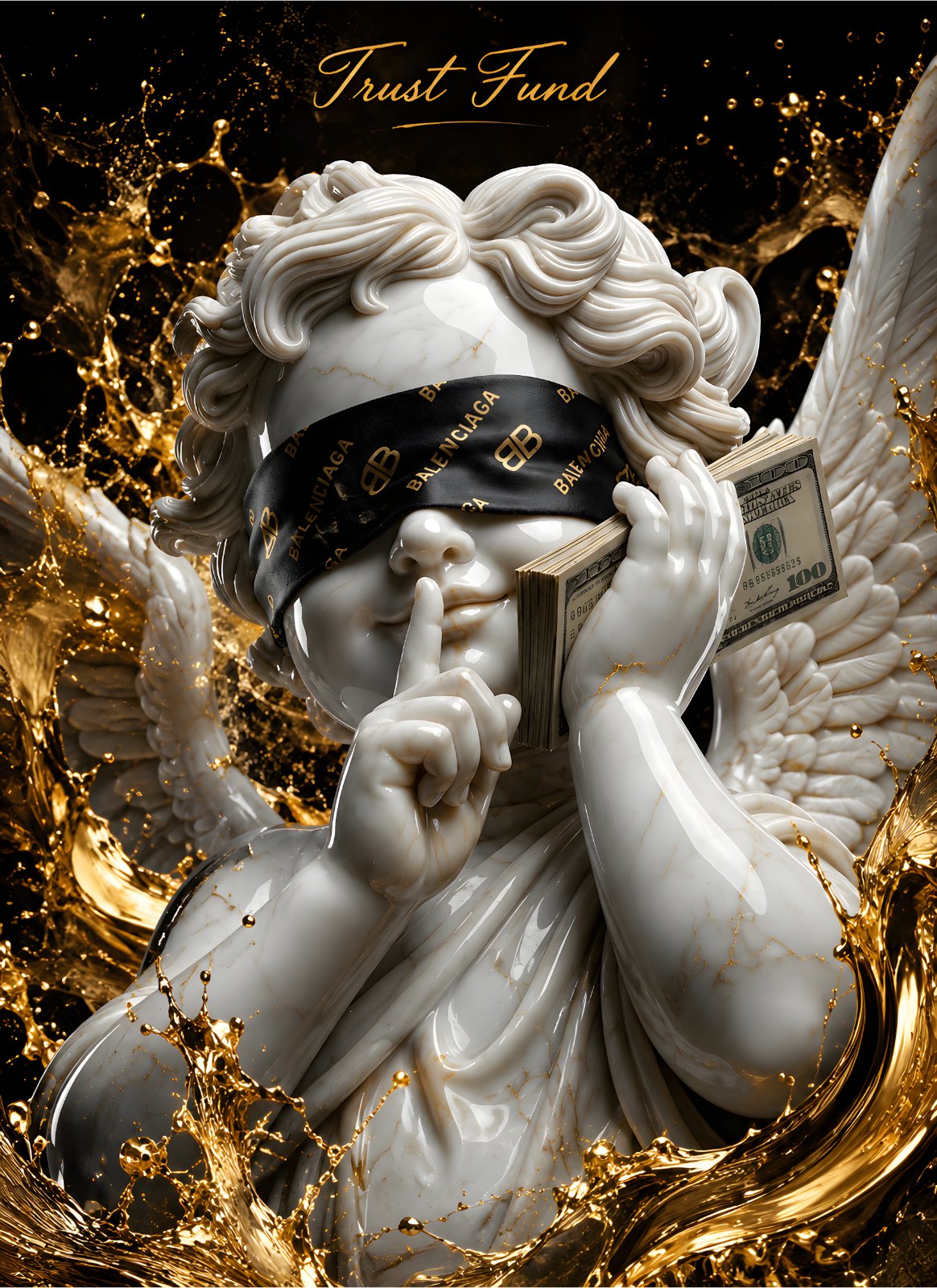 Luxury Hypebeast Poster - "Trust Fund" Cherub Poster | Modern Street Art Angel with Money — Poster