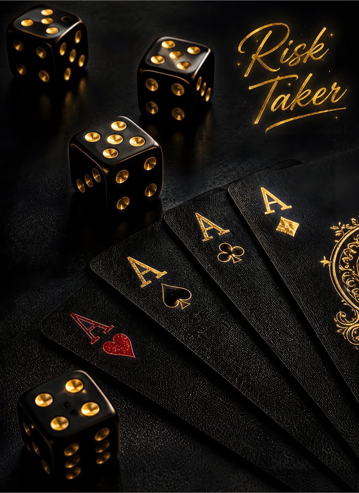 Risk Taker Luxury Black and Gold Casino Poster | Motivational Poker Poster & Modern Gambler Decor — Poster