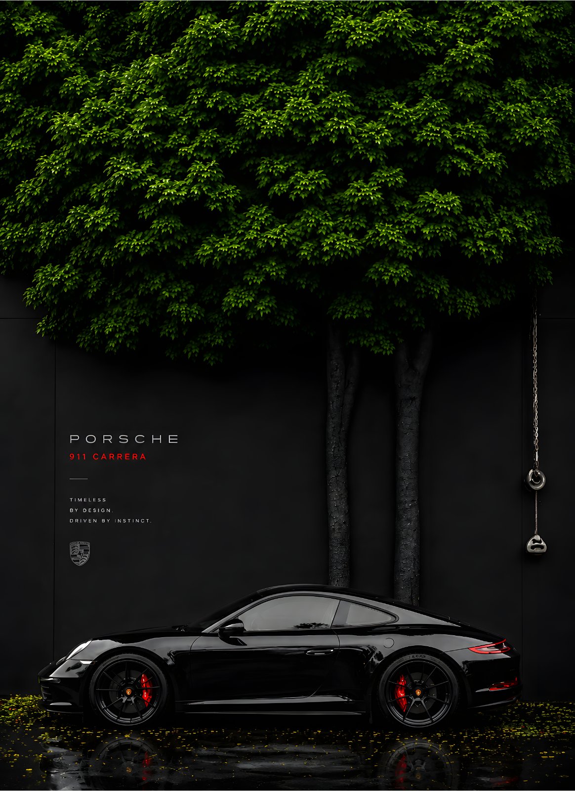 Porsche 911 Carrera Poster | Luxury Black Sports Car Poster | Modern Automotive Poster for Home Decor & Office — Poster