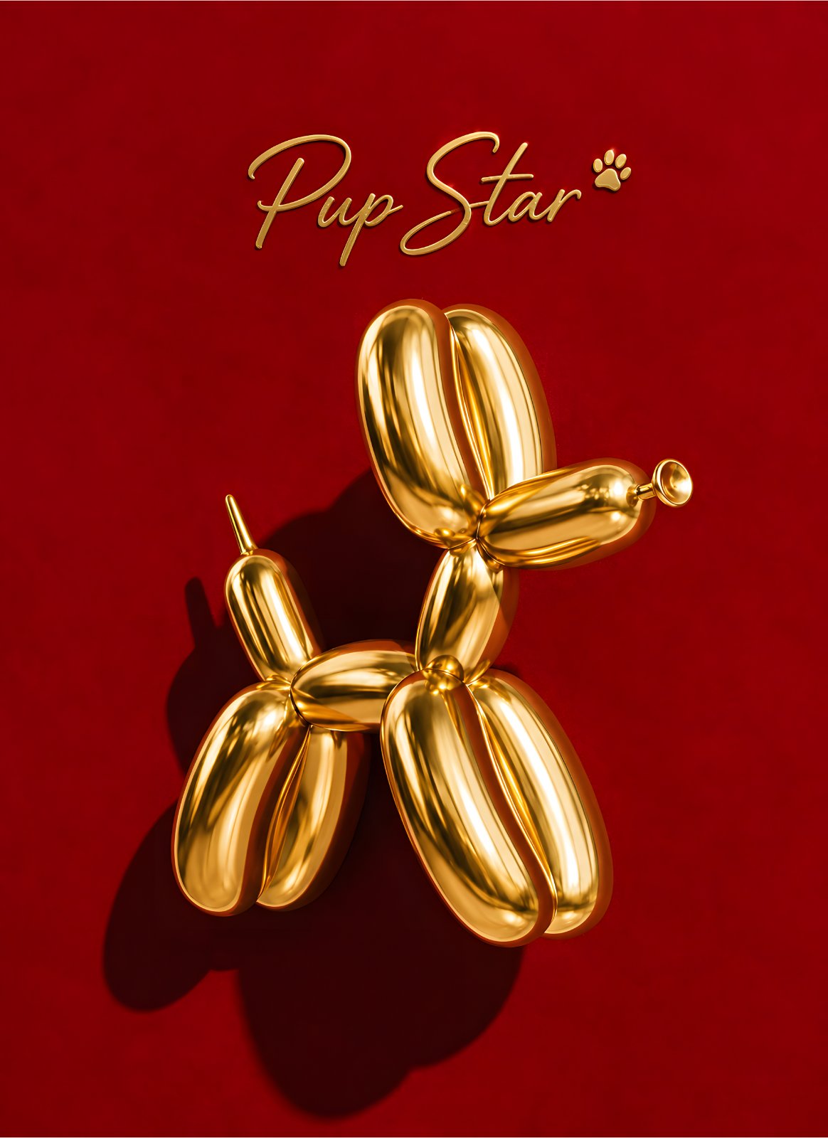 Luxury Gold Balloon Dog Poster - Modern Metallic "Pup Star" Pop Art Print for Living Room & Office Decor — Poster