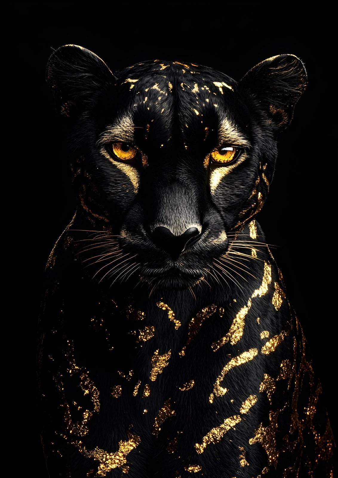 Black Panther Gold Leaf Poster – Modern Luxury Black & Gold Wildlife Fine Art Print — Poster poster — black panther