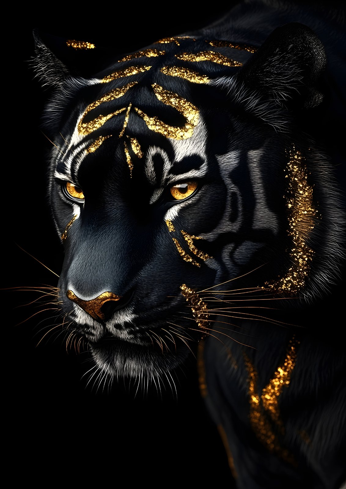 Majestic Black & Gold Tiger Poster | Luxury Modern Wildlife Print — Poster poster — panther wall decor